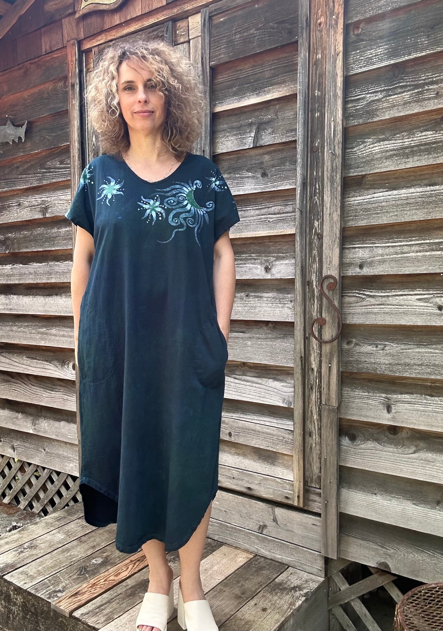 Forest Moon Tunic Dress With Pockets Batik Dresses Batikwalla