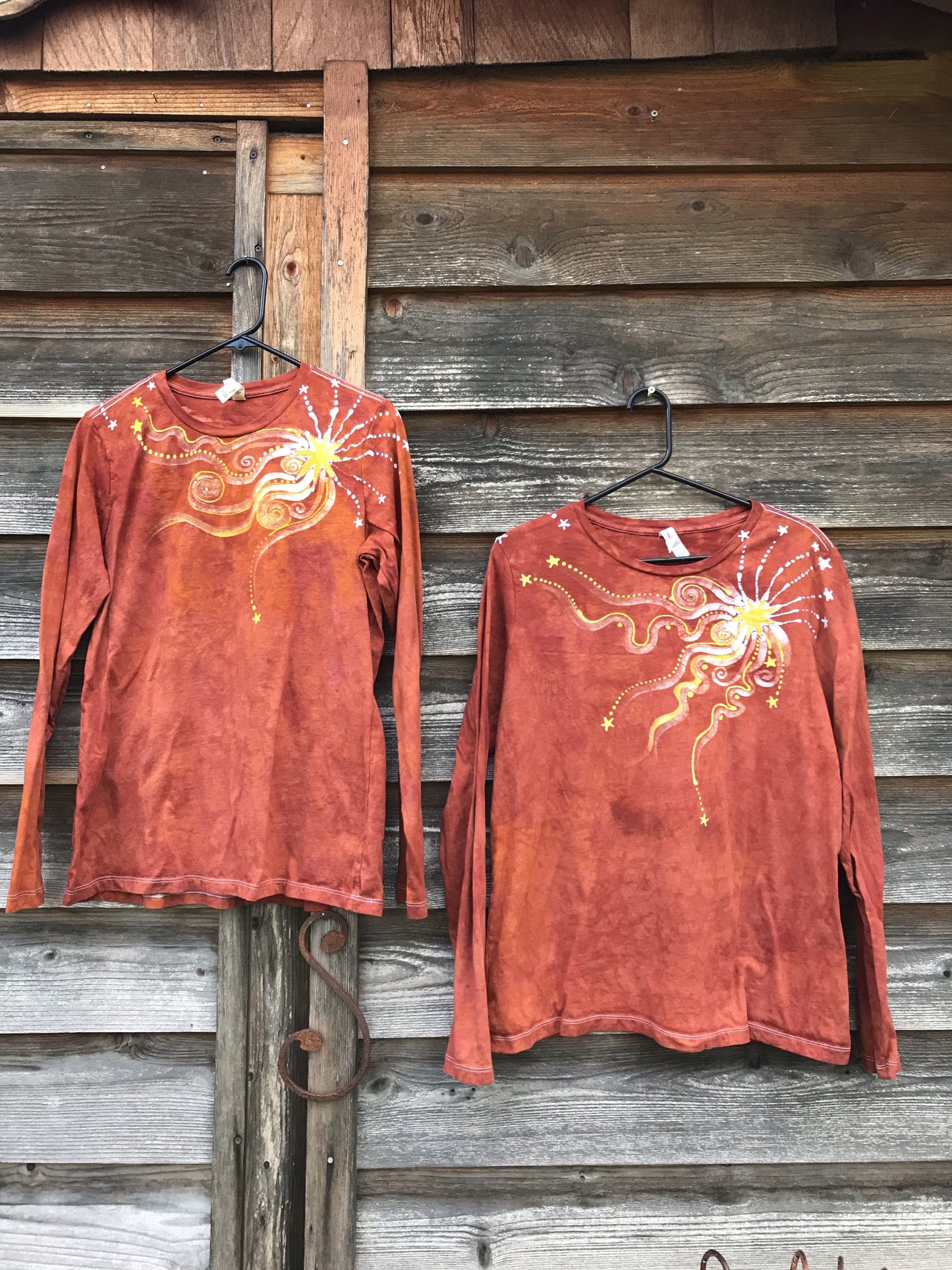 Orange Spice Star Blaze Handmade Long Sleeve Batik Top Batikwalla