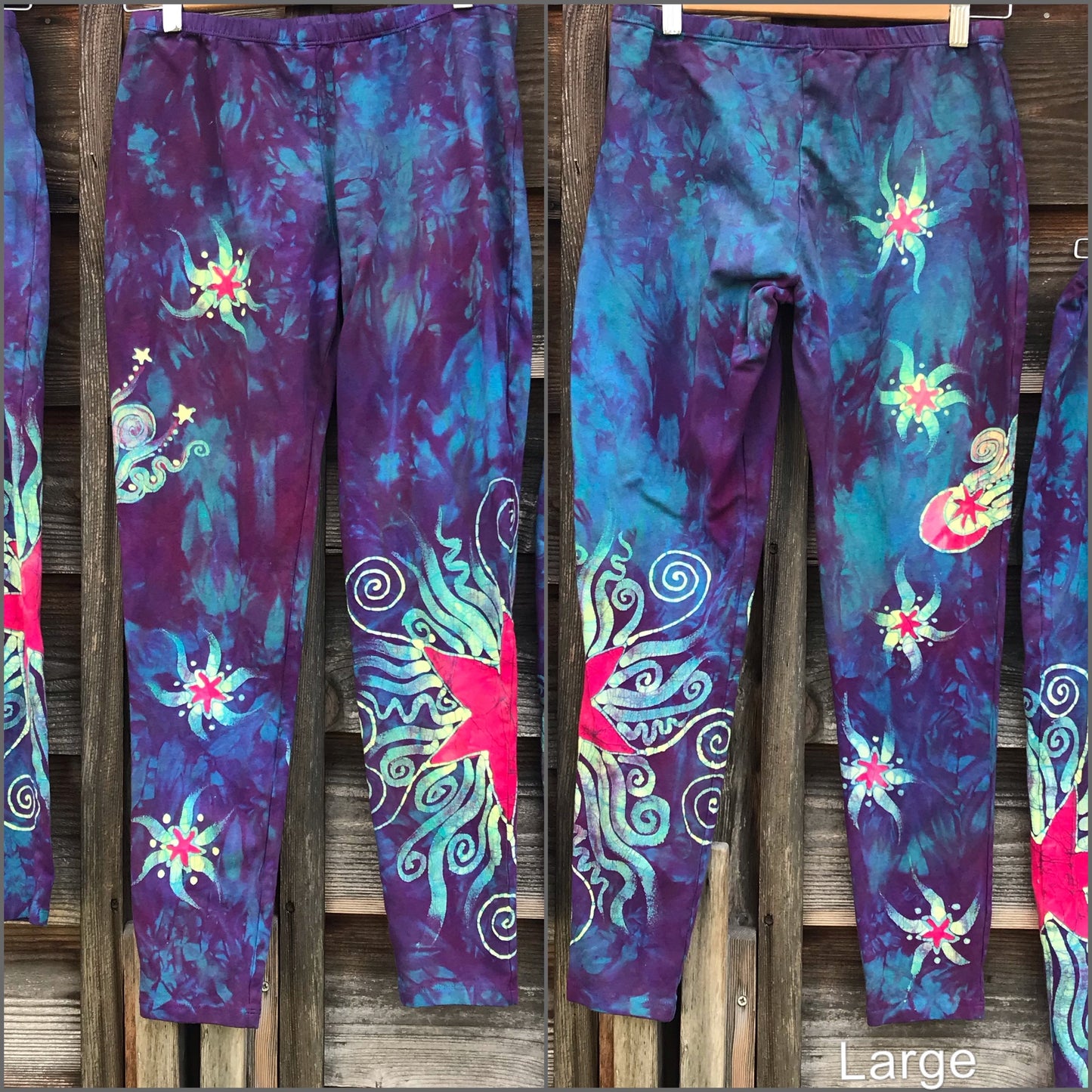 Sunrise Moon and Stars Batik Yoga Leggings - New Version leggings batikwalla Large