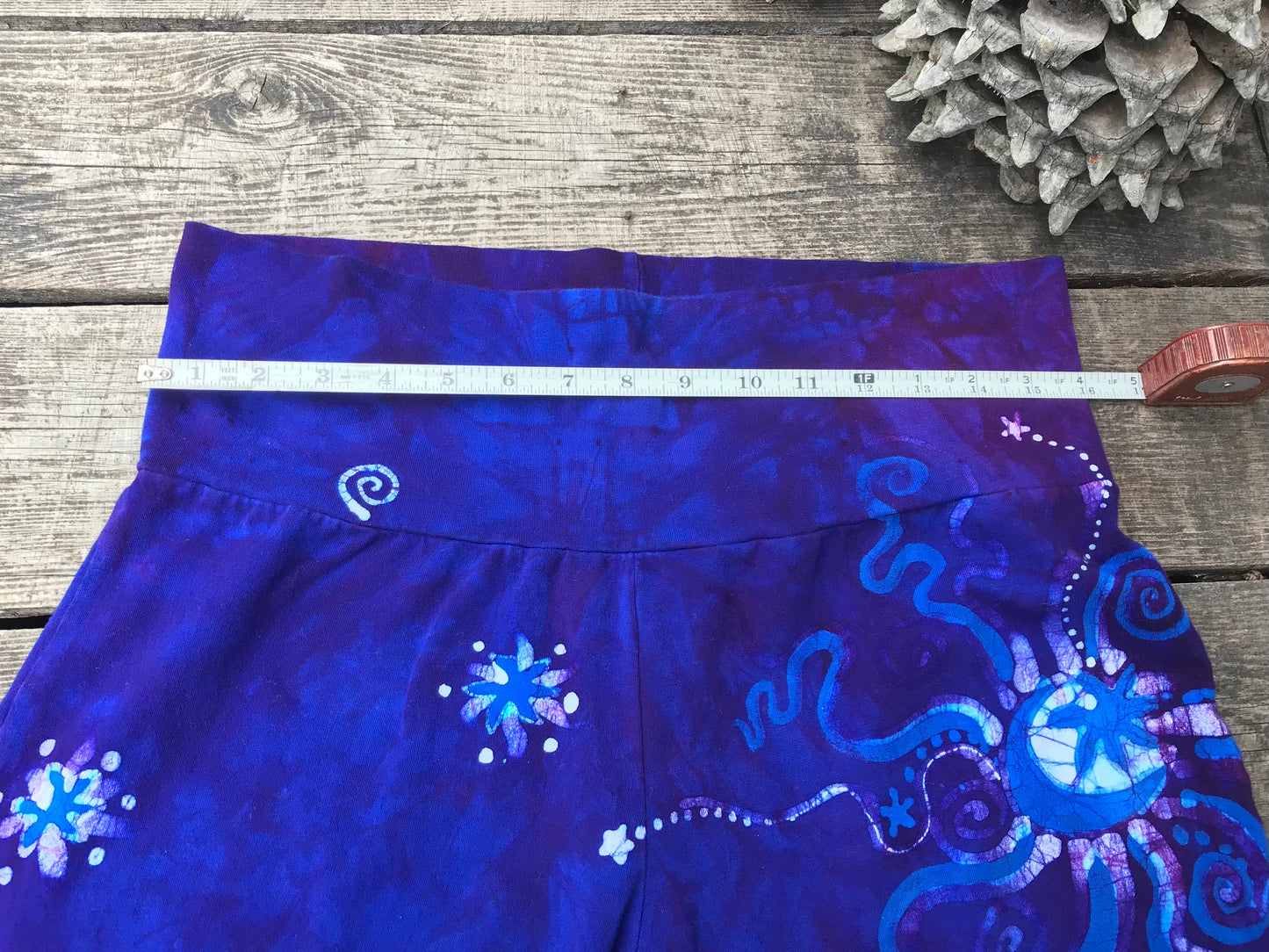 Blue Purple Batik Biker Shorts - Moon and Stars Batikwalla by Victoria