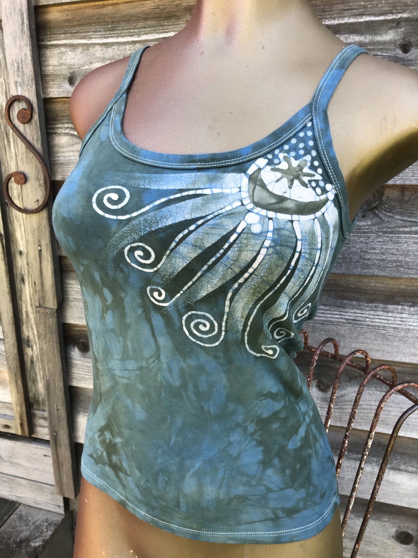 Aqua Mint Moonbeams Batikwalla Tank Top Tops batikwalla