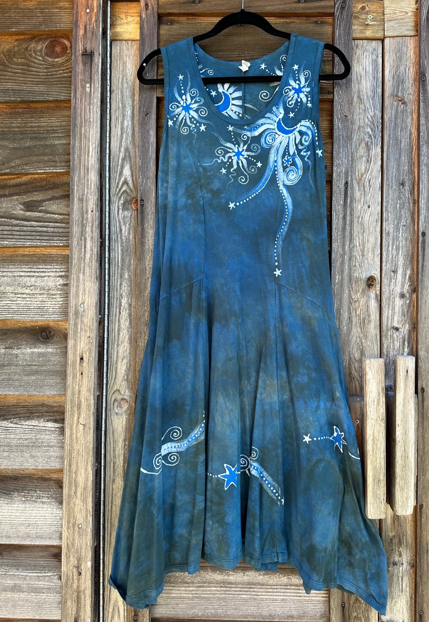 Blue Moon Sage Batikwalla Batik Dress - Size Large Batik Dresses Batikwalla