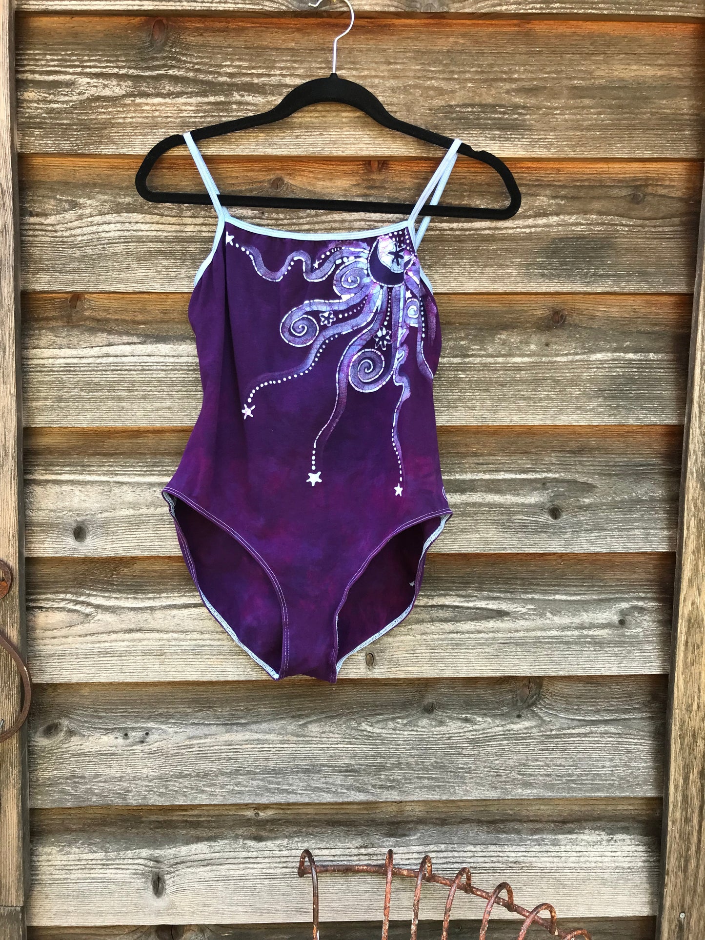 Magenta Purple Moondance Hand Painted Batik Leotard Tops batikwalla XL