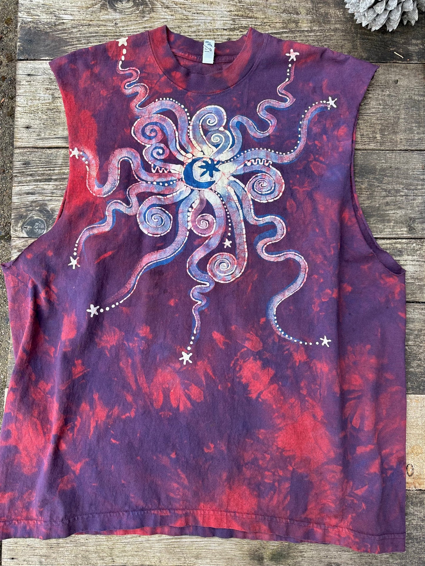 Campfire At Night Sleeveless Batik Tshirt - Size XL Tshirts batikwalla XL