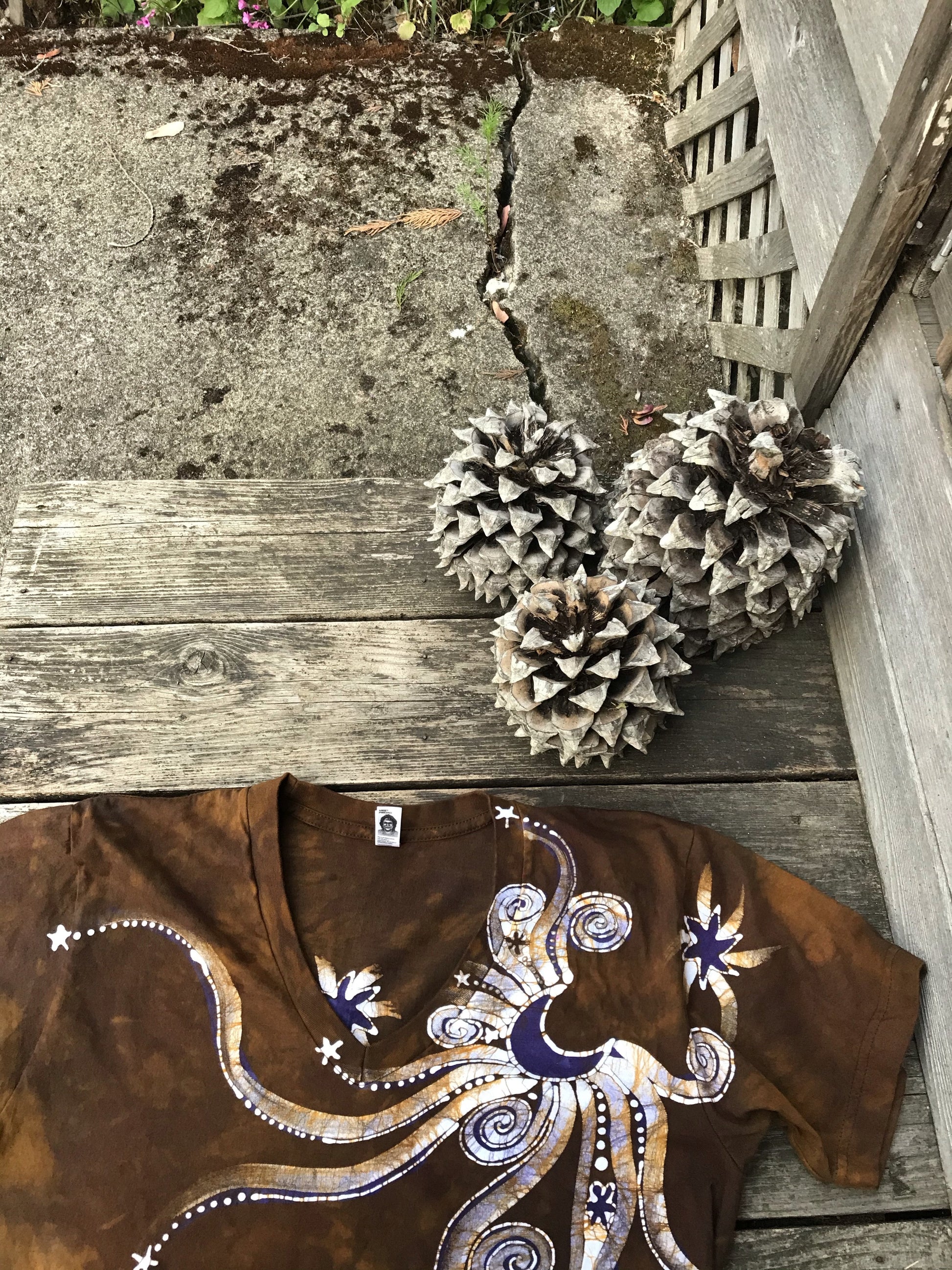 Purple Suede Moonbeams Hand Painted Batikwalla Vneck Tshirt - Unisex Tshirts batikwalla