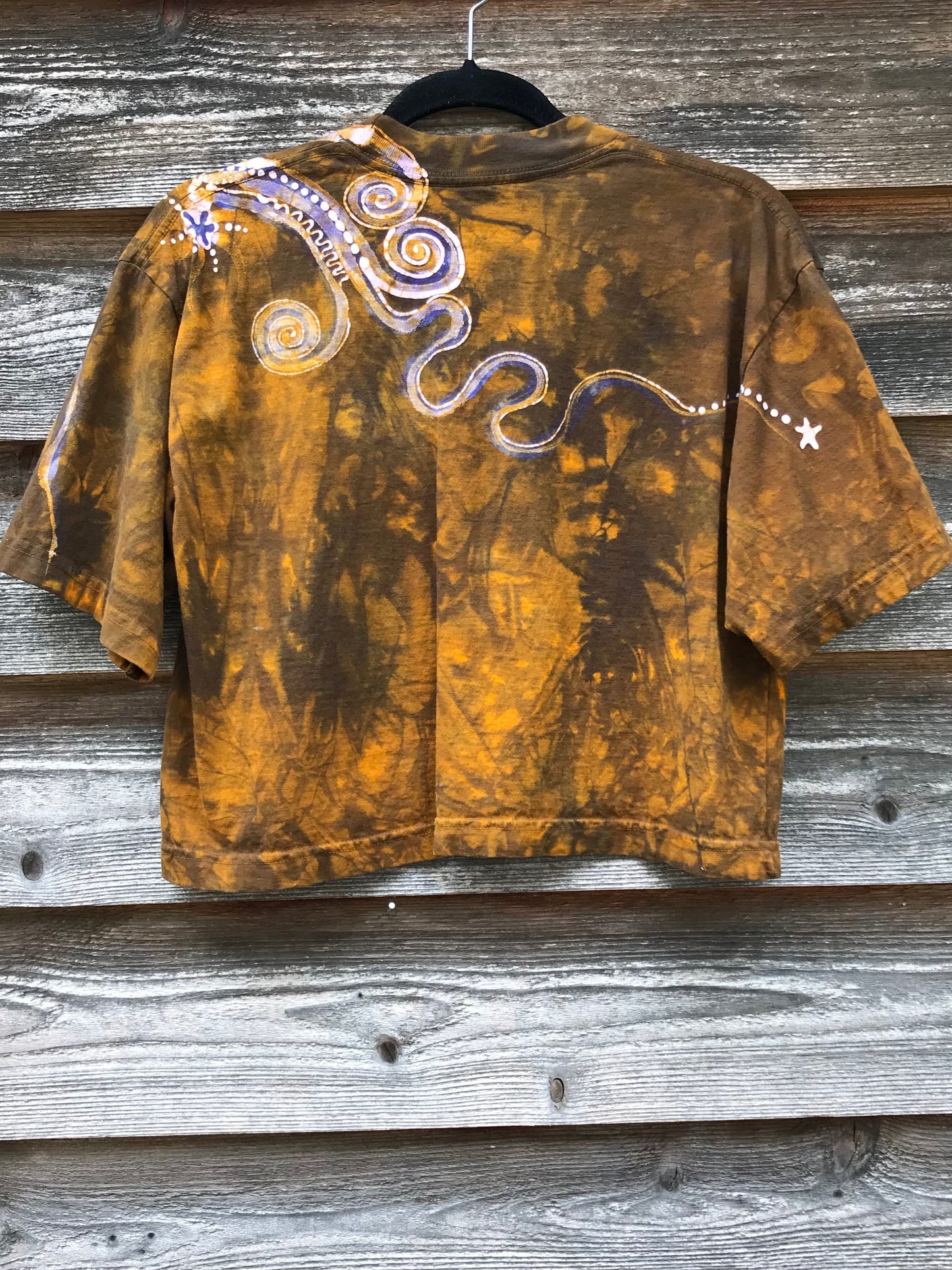 Purple Moon Gold Starlight Oversize Crop Tee Shirts & Tops Batikwalla by Victoria