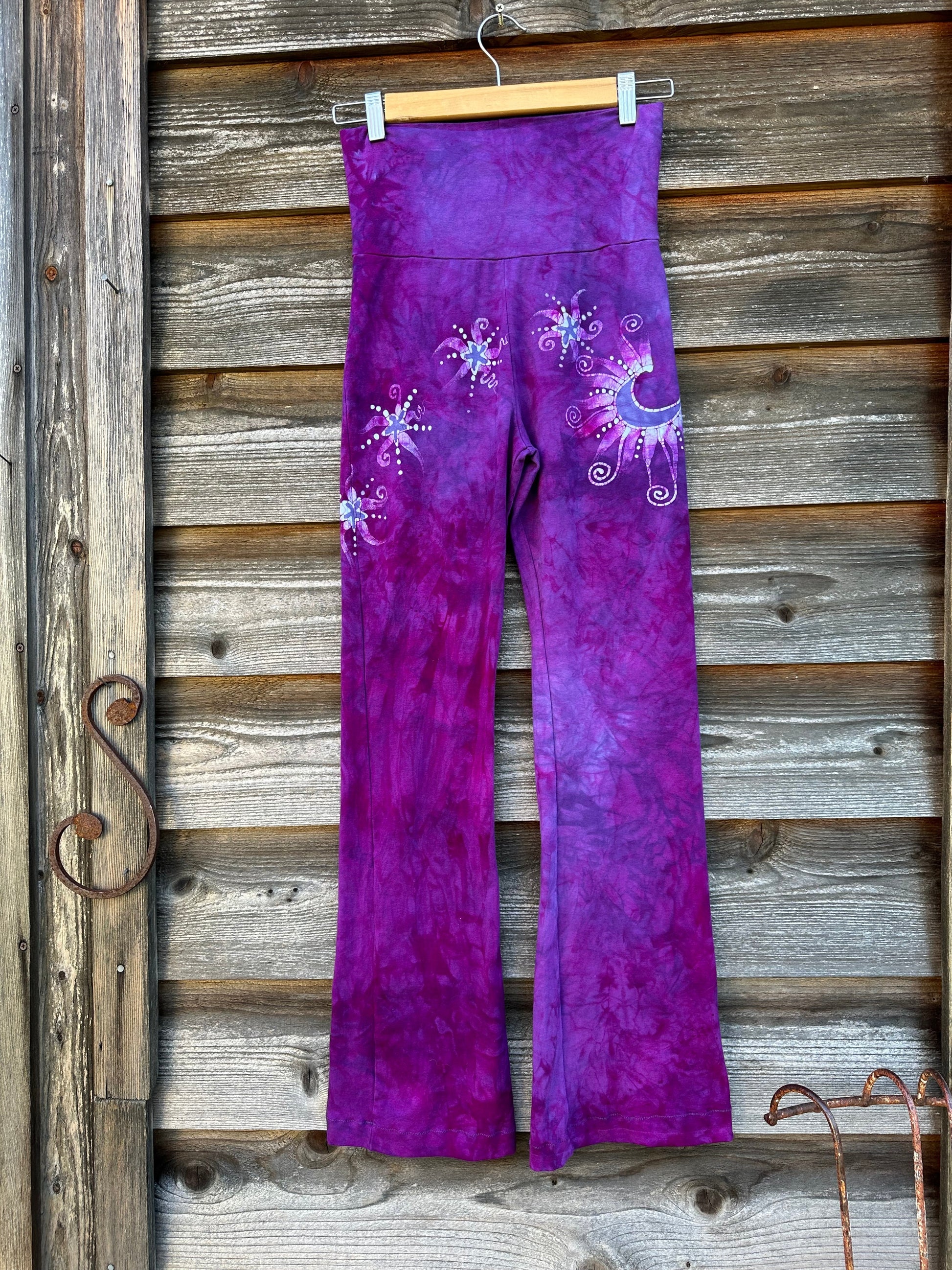 Hot Pink Moonflowers Stretchy Lounge Pants - Size Small Yoga Pants batikwalla