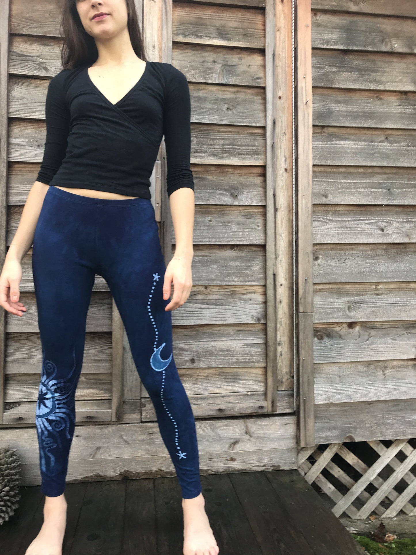 Blue Moon and Stars Batik Leggings