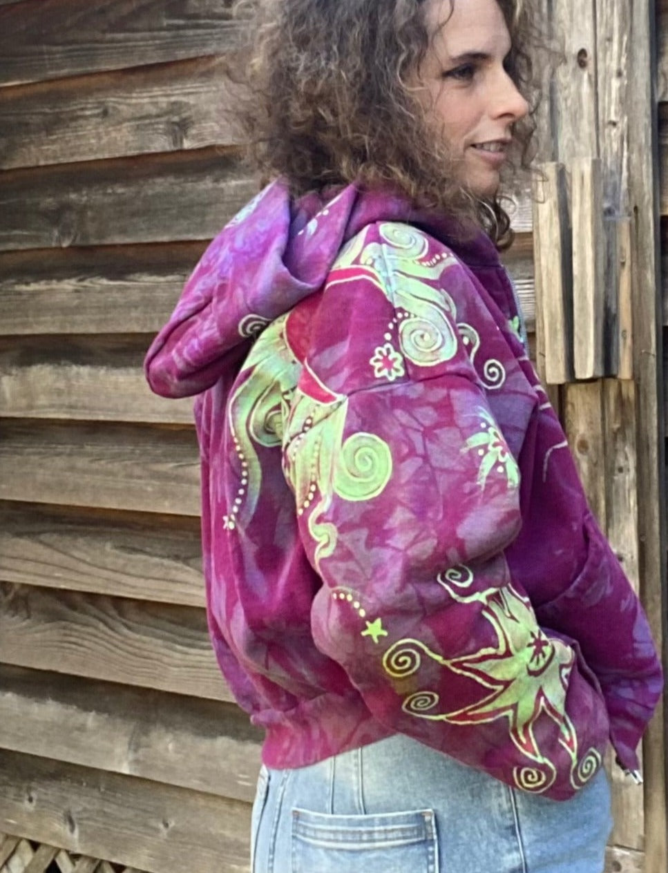 Sunrise Sun Glow Handmade Batik Hoodie - Size S/M hoodie batikwalla