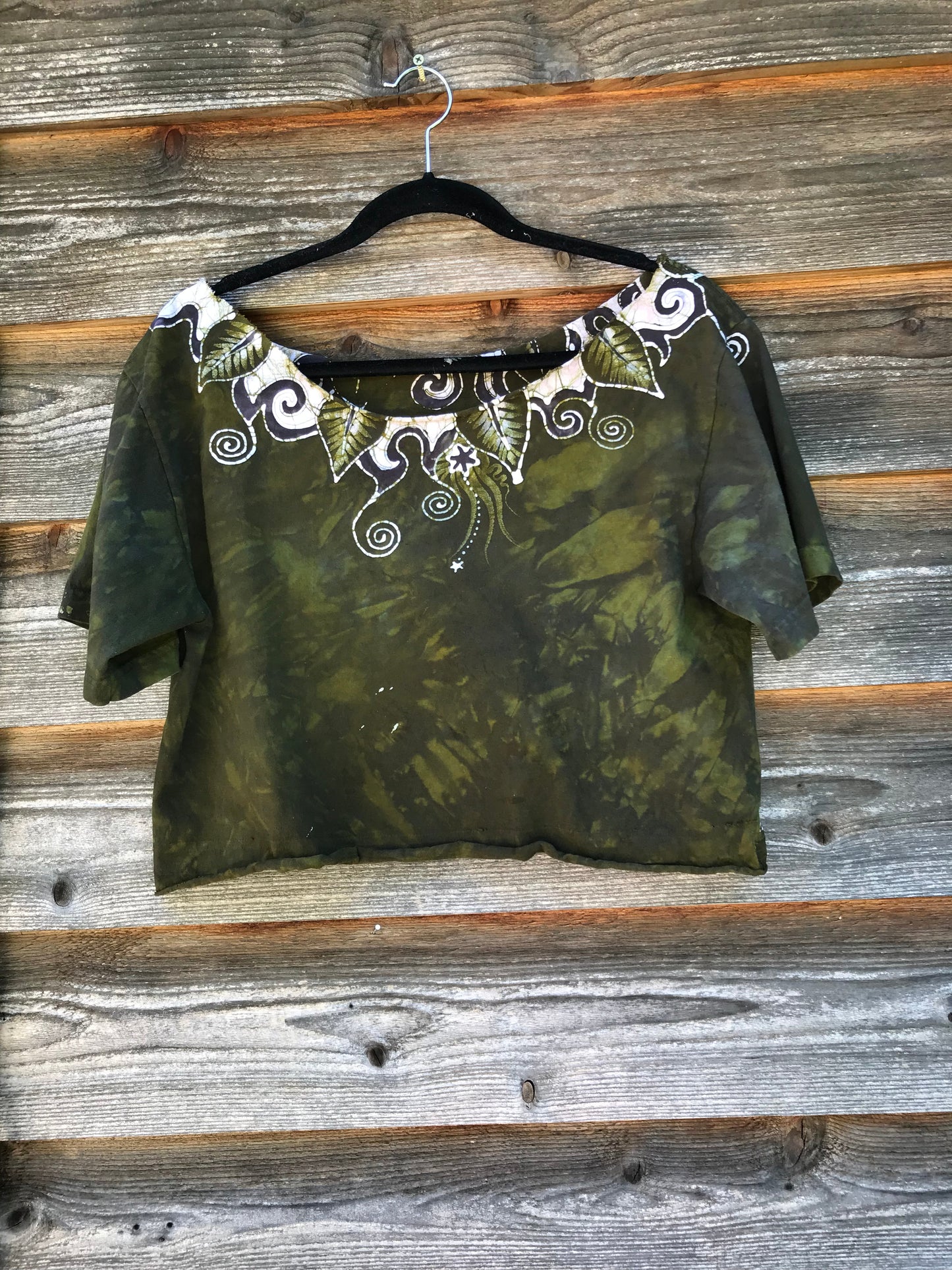Perpetual Leaf In Moonlight Oversized Crop Top Batikwalla by Victoria