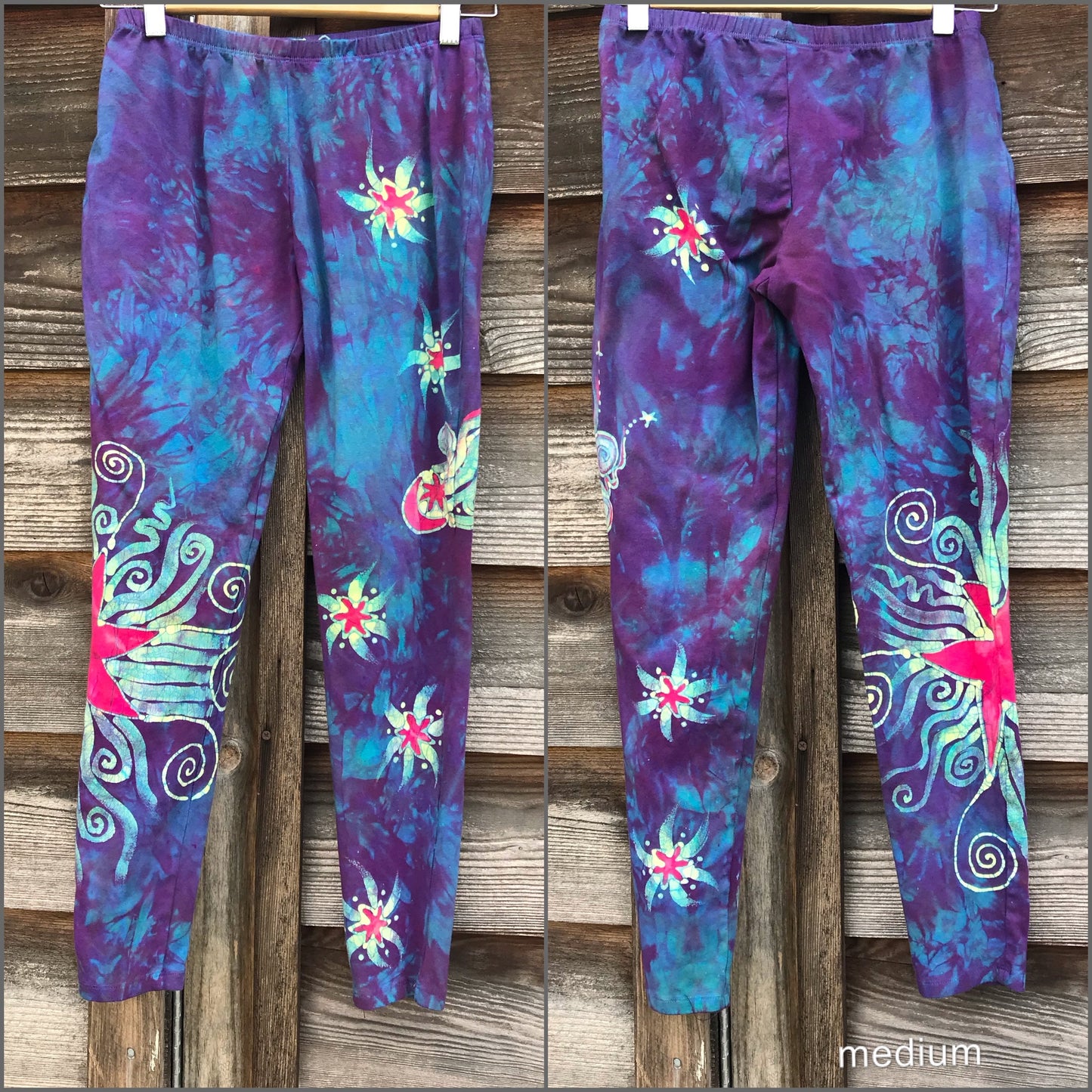 Sunrise Moon and Stars Batik Yoga Leggings - New Version leggings batikwalla Medium