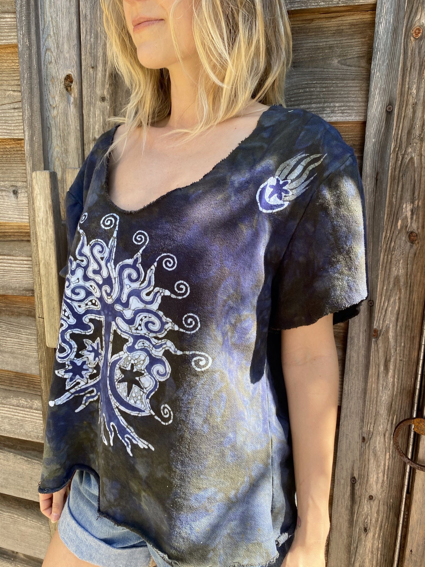 Ameythist Rain Forest Cotton Handmade Batik Top - Large Batik Dresses Batikwalla