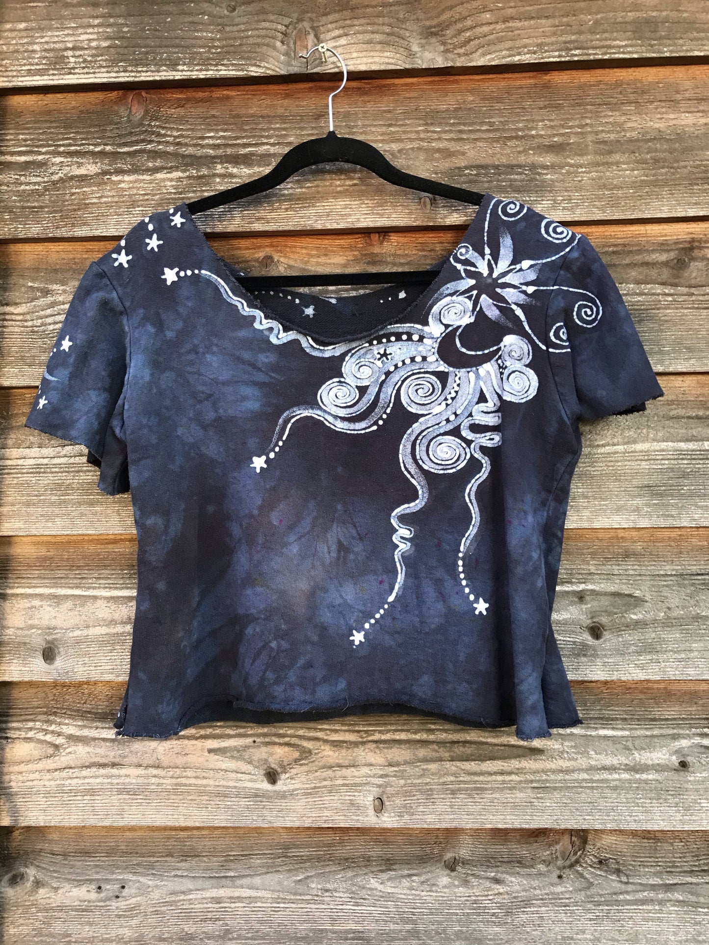 Steel Magnolias Semi-Crop Organic Cotton Handmade Batik Top - Medium/Large Batik Dresses Batikwalla