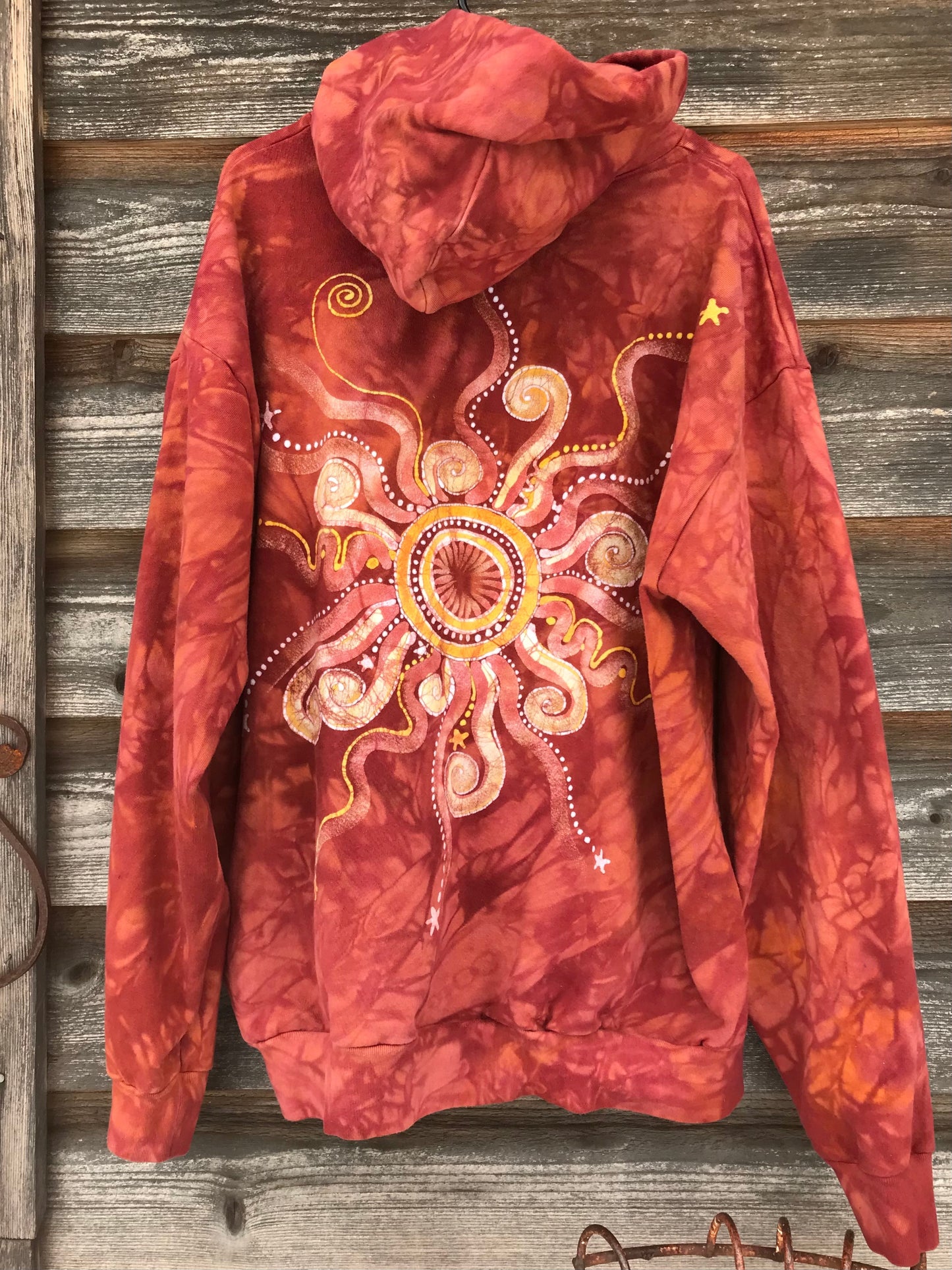 Cayenne Orange Sunset Handcrafted Batik Zipper Hoodie - Size 2X hoodie batikwalla