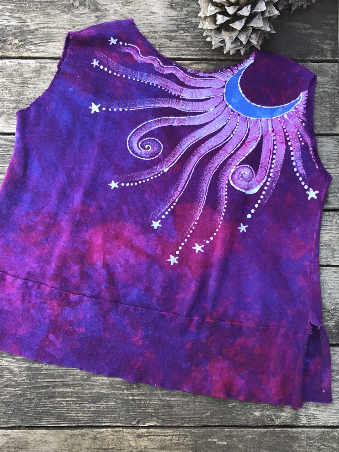 Magenta Moonbeams Organic Cotton Handmade Batik Top - XL Batik Dresses Batikwalla