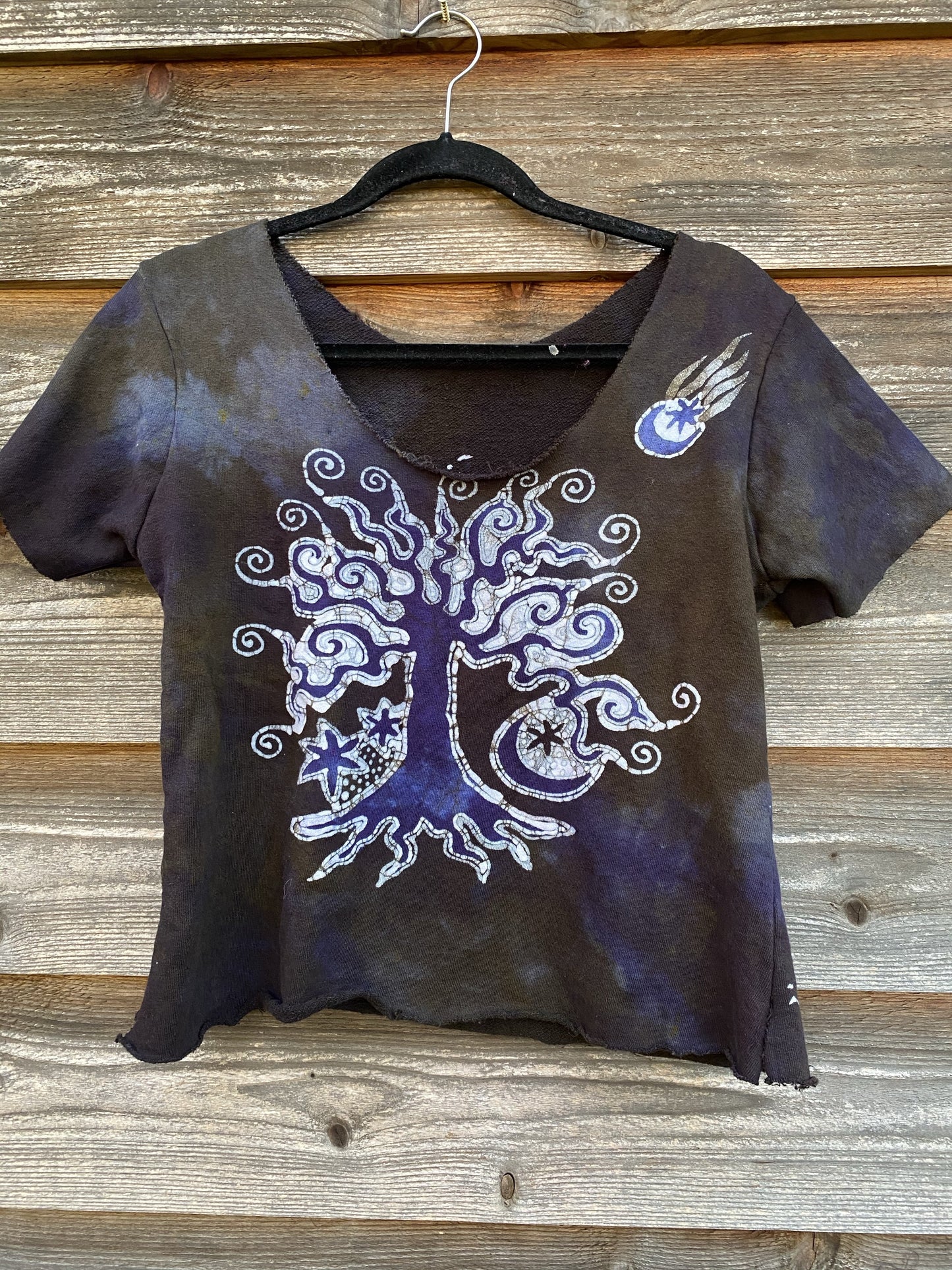 Amethyst Rain Forest Cotton Handmade Batik Top - Large Batik Dresses Batikwalla