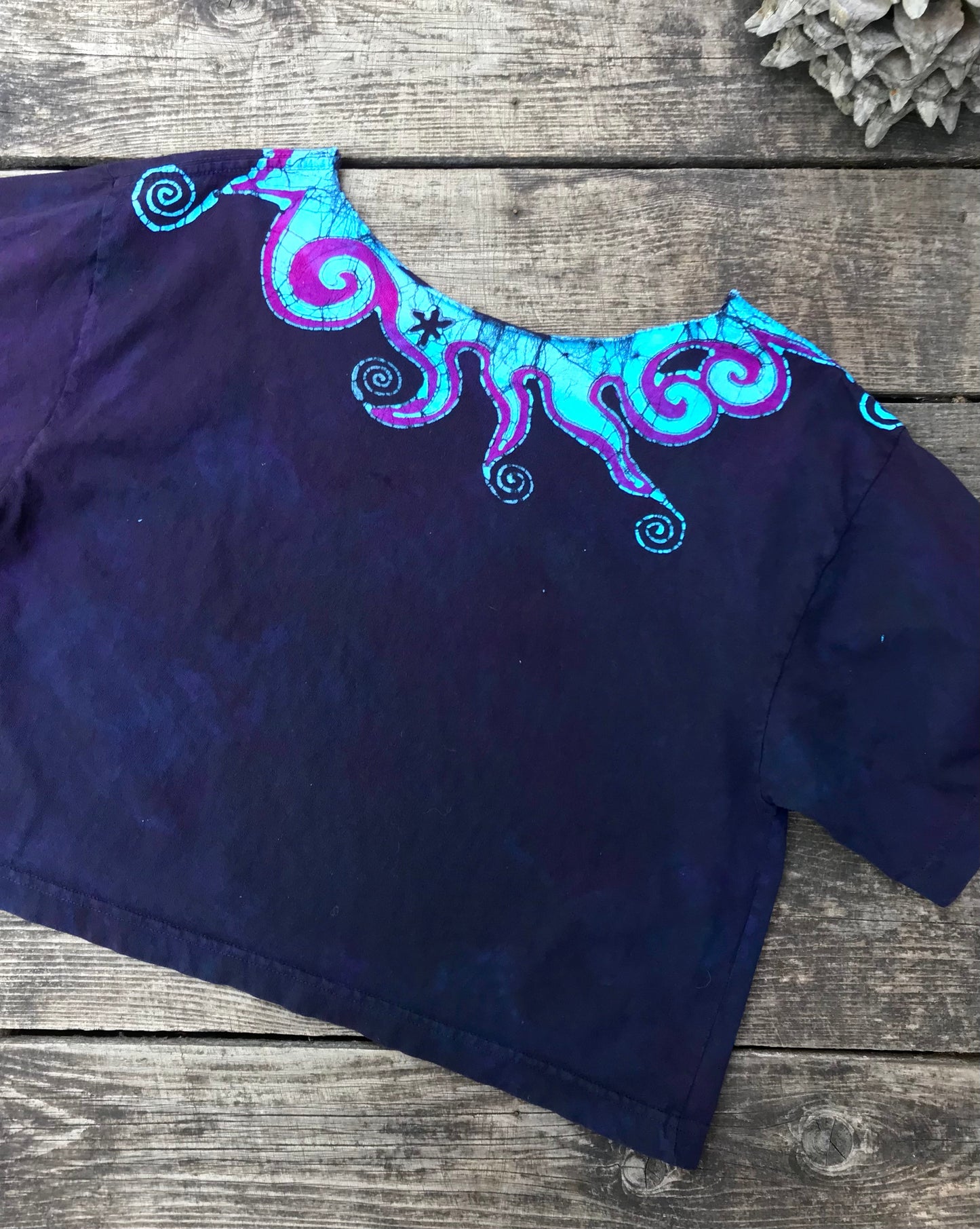 Perpetual Moonlight Waves in Purple Midnight Boxy Tee Batikwalla by Victoria