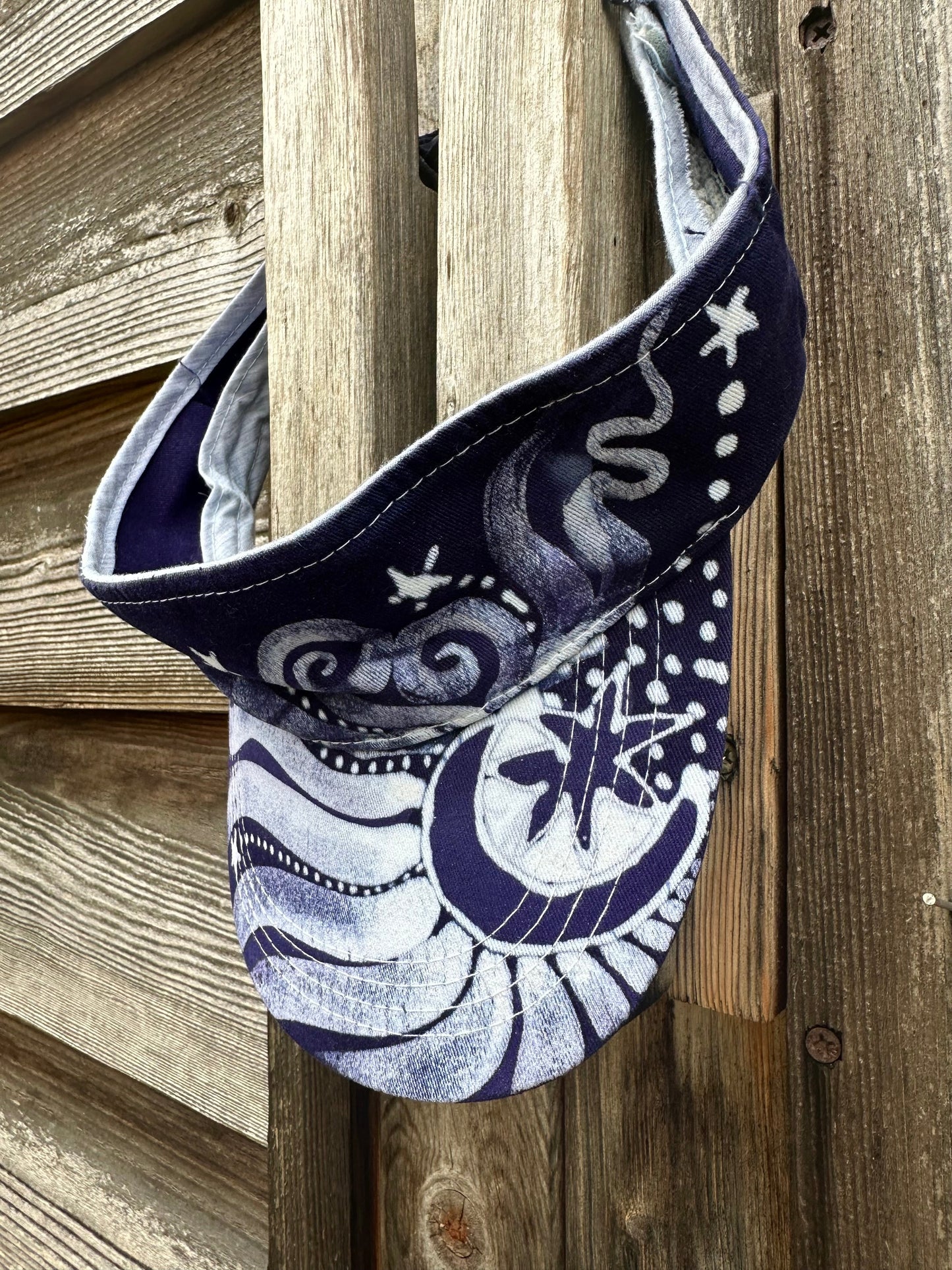 Cool Purple Moon and Stars Sun Visor visor batikwalla