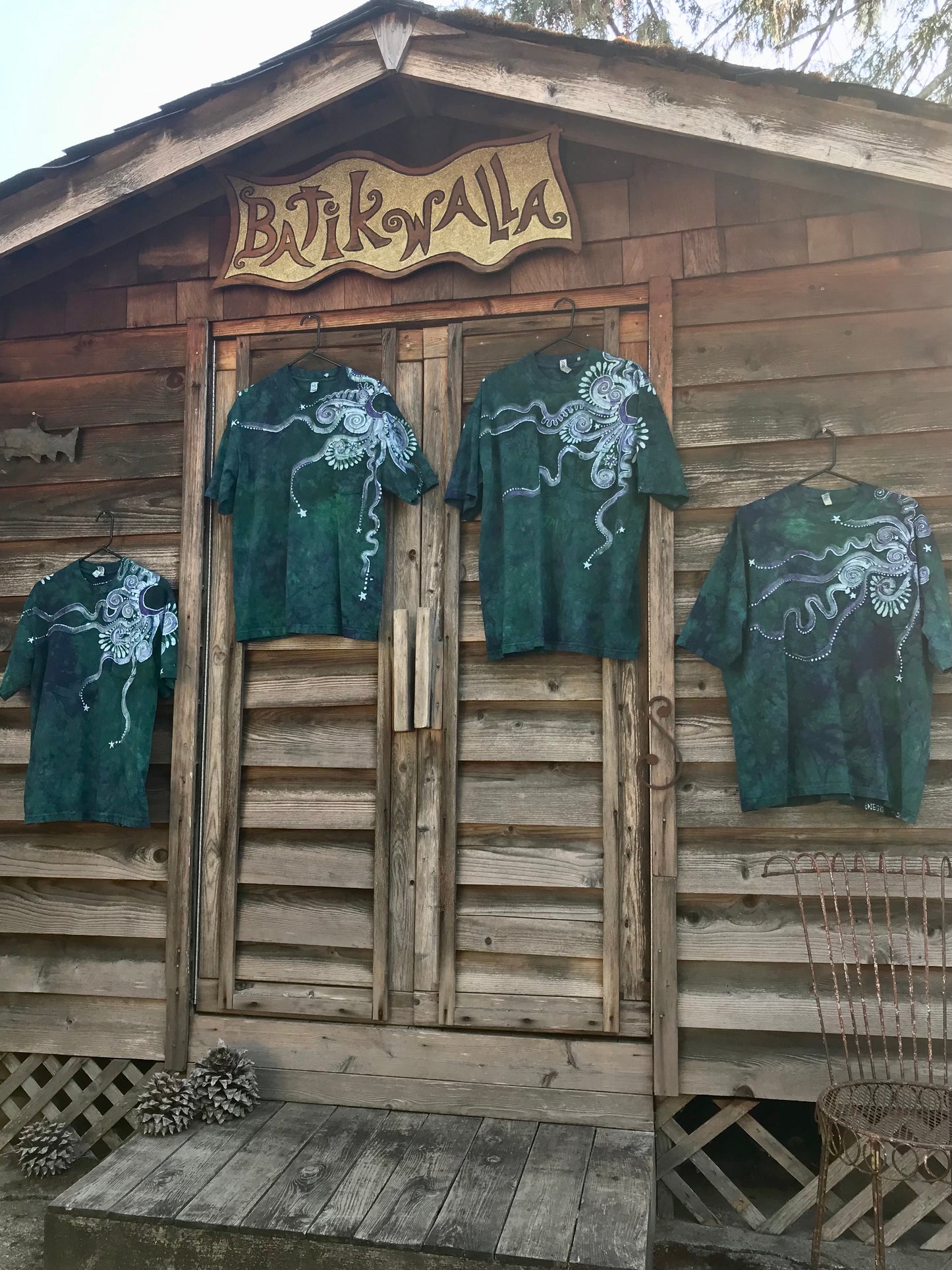 Teal Galaxy Handmade Batik Tshirt with Hidden Pocket tshirt batikwalla
