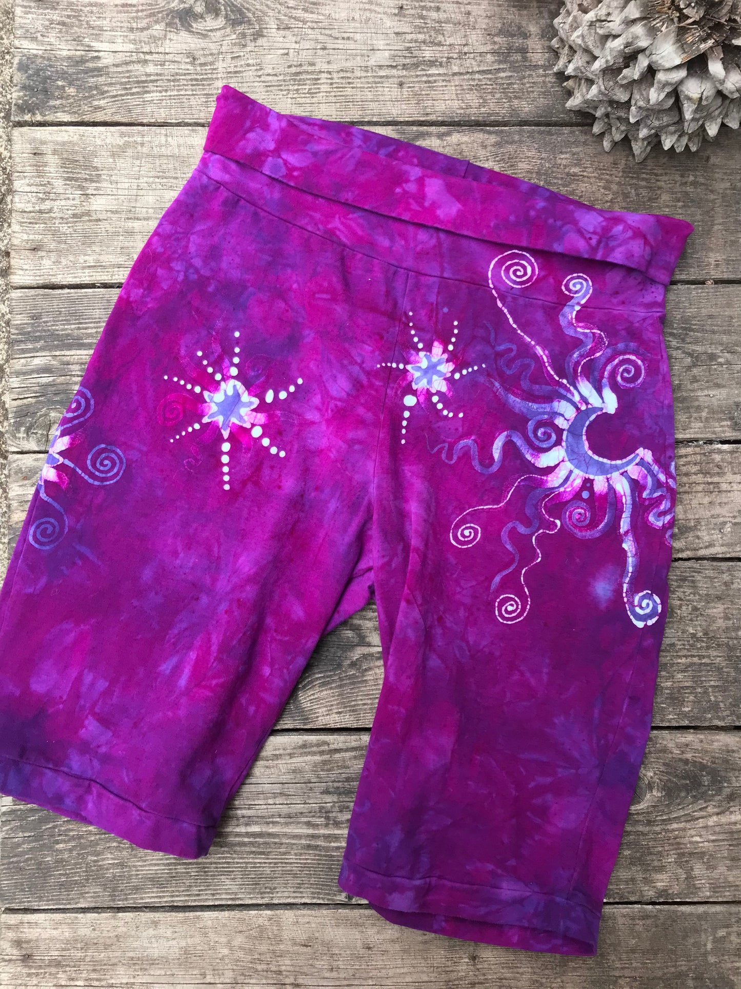 Moon and Stars Batik Biker Shorts - Lively Magenta Batikwalla by Victoria