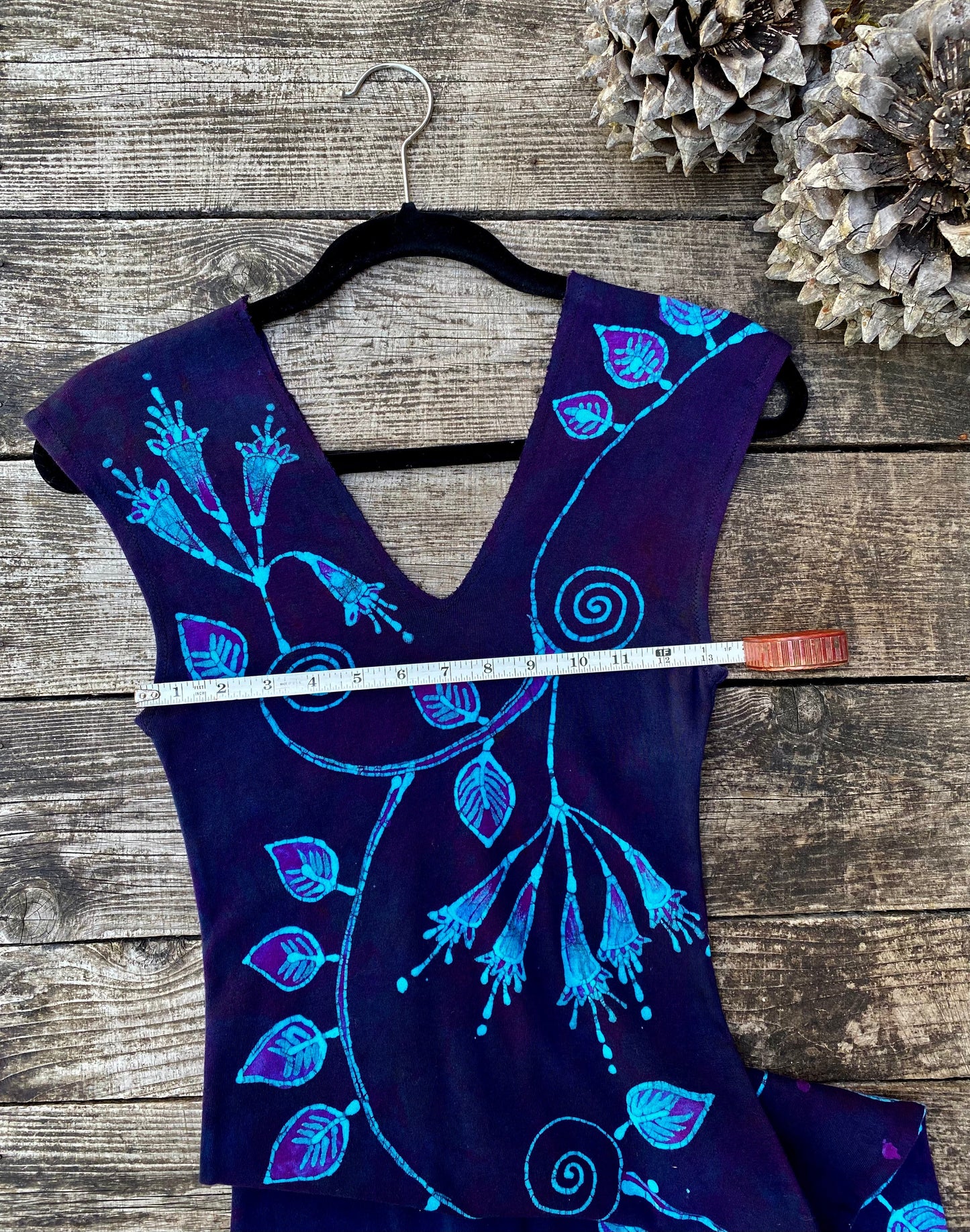 Dark Eyes Fuchsia Flowers Organic Cotton Batik Dress - Size Small Batik Dresses Batikwalla