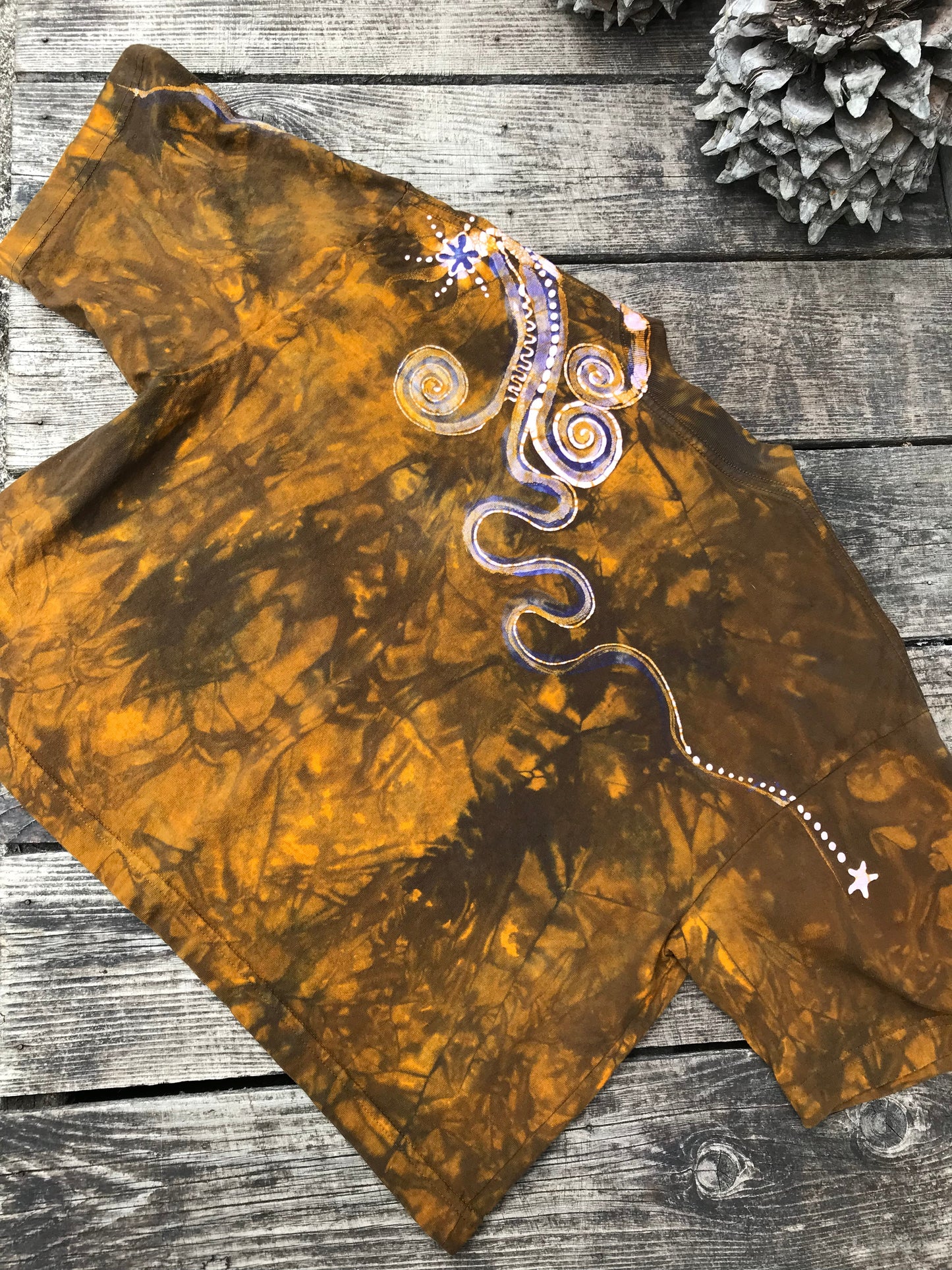 Purple Moon Gold Starlight Oversize Crop Tee Shirts & Tops Batikwalla by Victoria