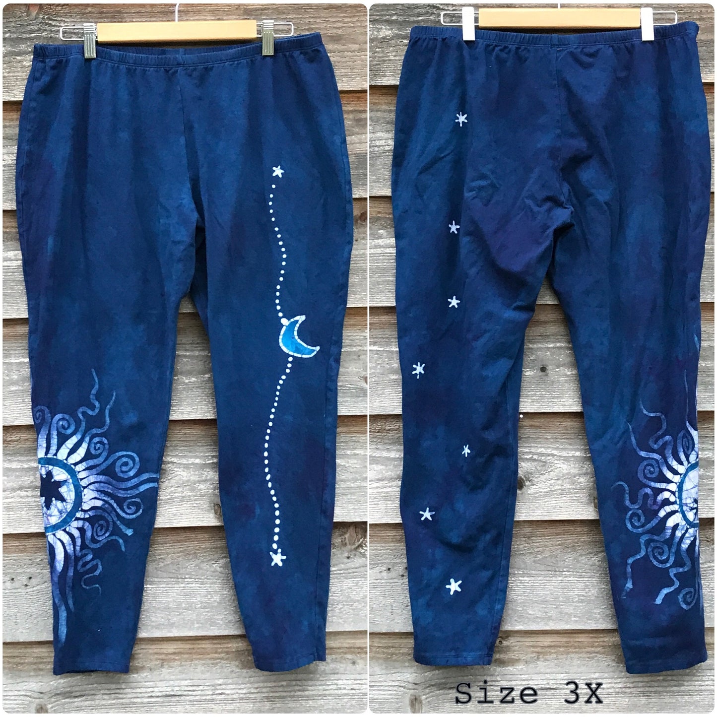 Blue Moon and Stars Batik Leggings