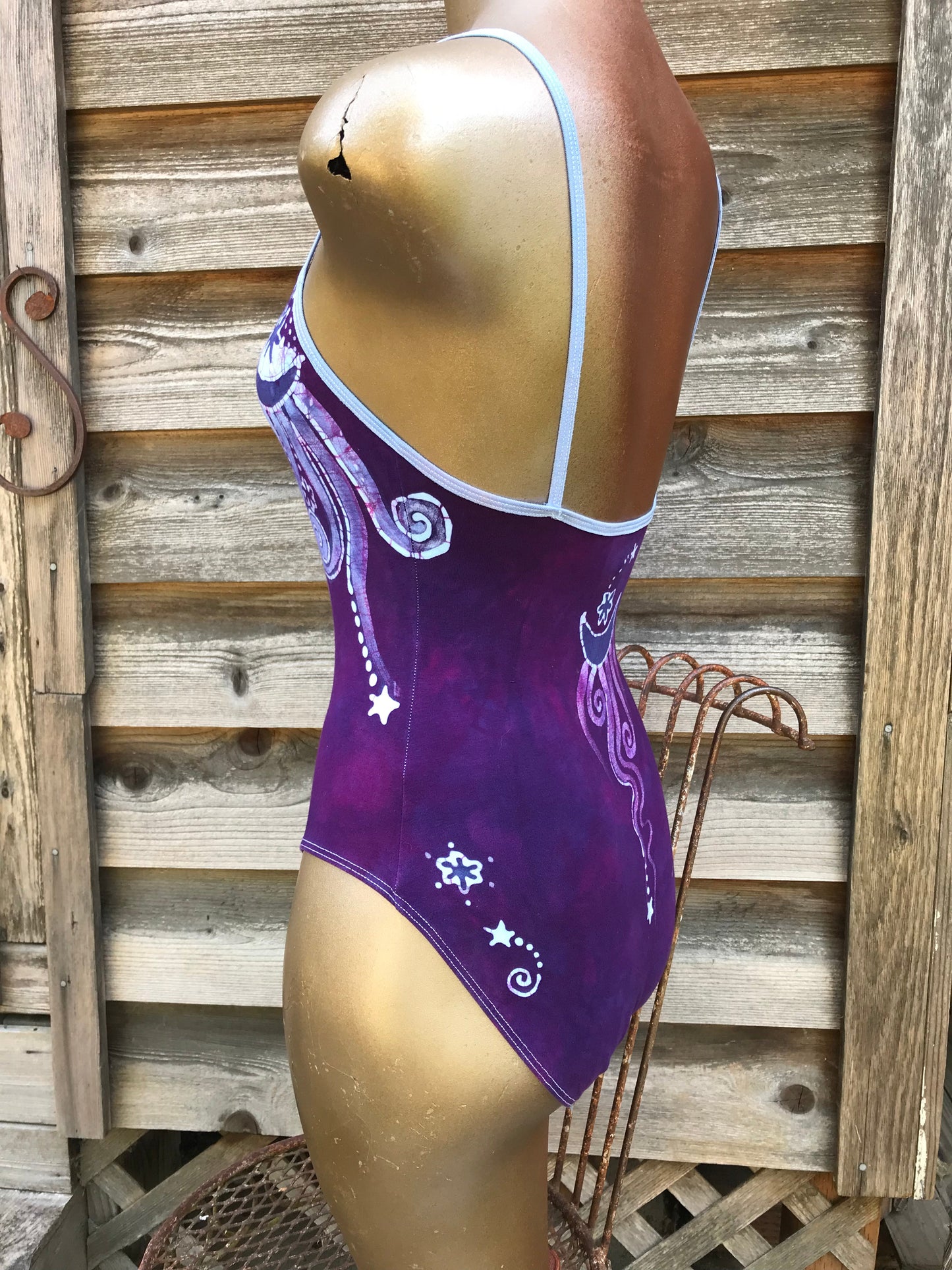 Magenta Purple Moondance Hand Painted Batik Leotard Tops batikwalla