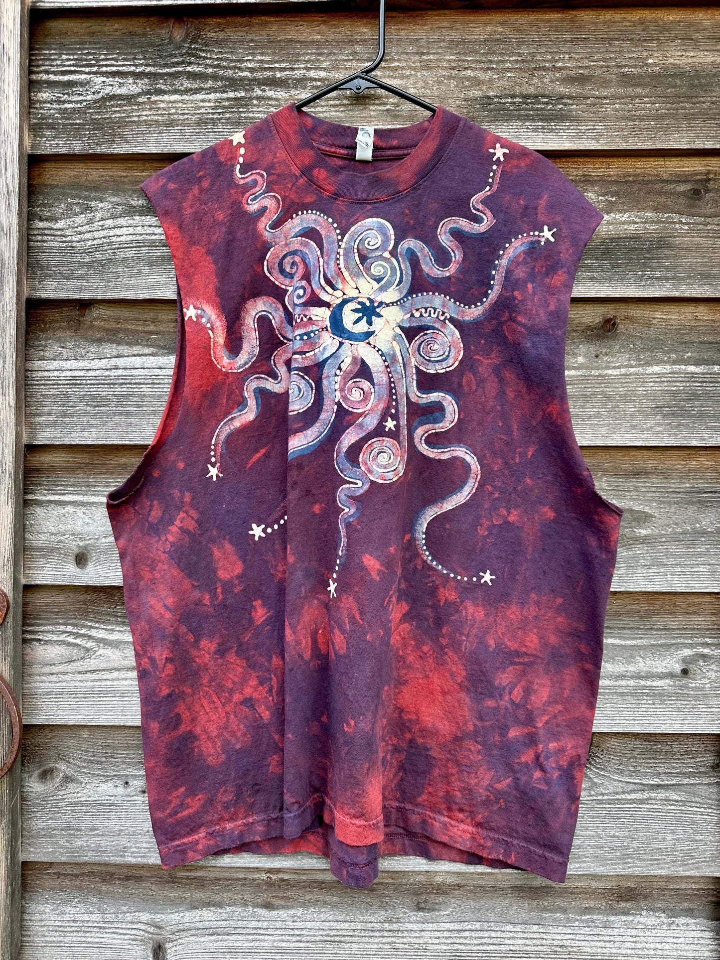 Campfire At Night Sleeveless Batik Tshirt - Size XL Tshirts batikwalla