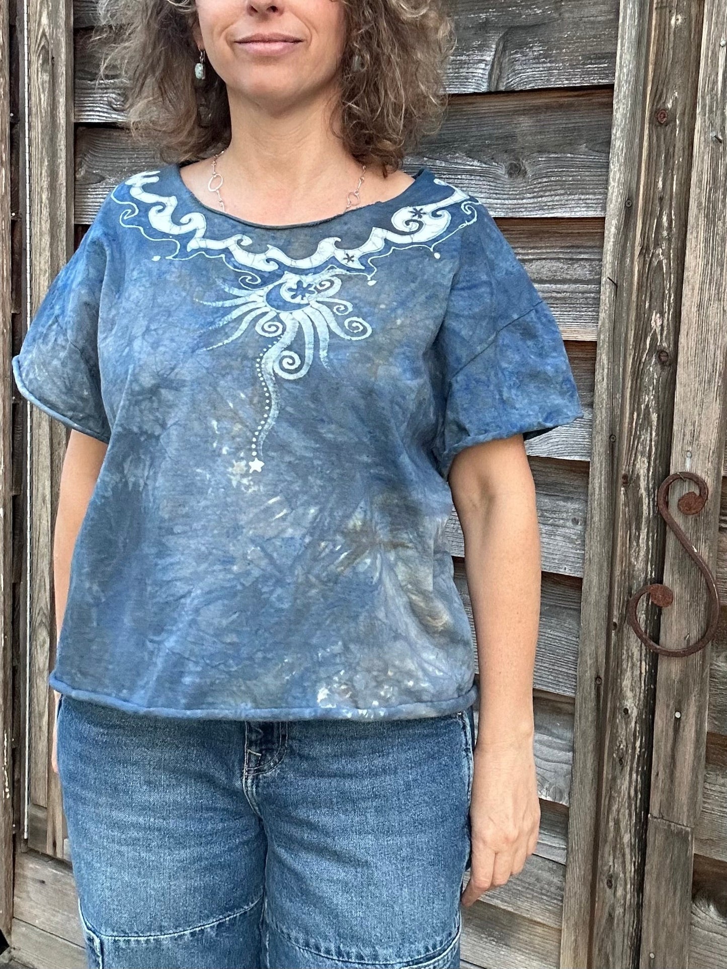 High Prairie Batik Necklace Tee - Size Large Shirts & Tops Batikwalla by Victoria