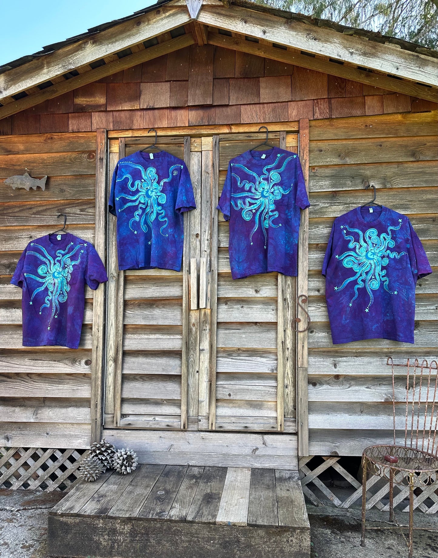 Aurora Borealis Handmade Batik Tshirt with Hidden Pocket tshirt batikwalla XL