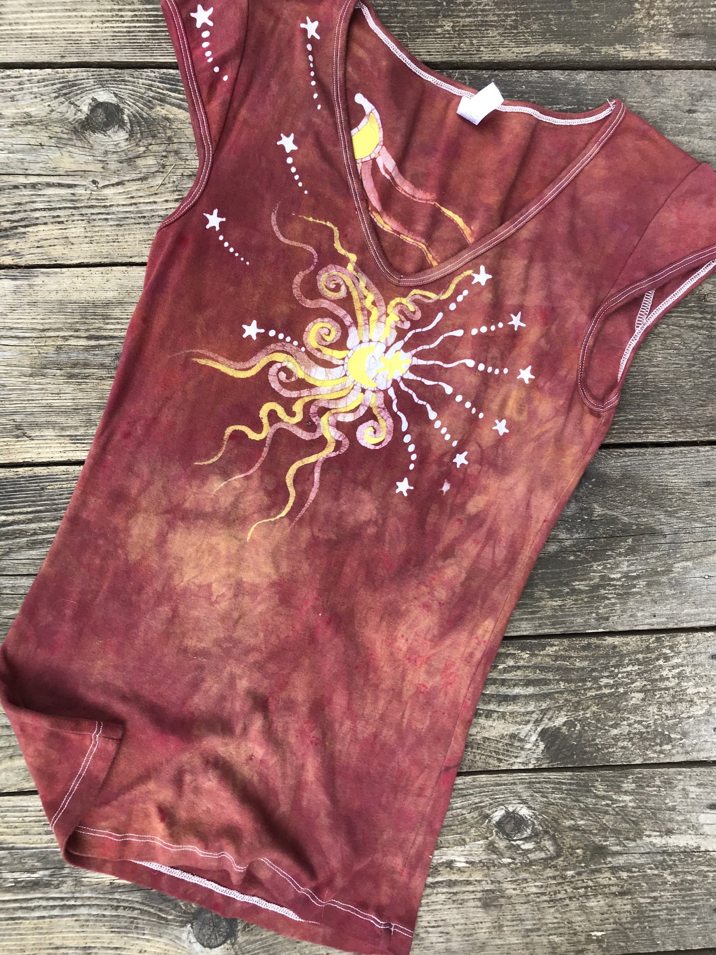 Burnt Sienna Moonrise Handmade Batik Summer Tee