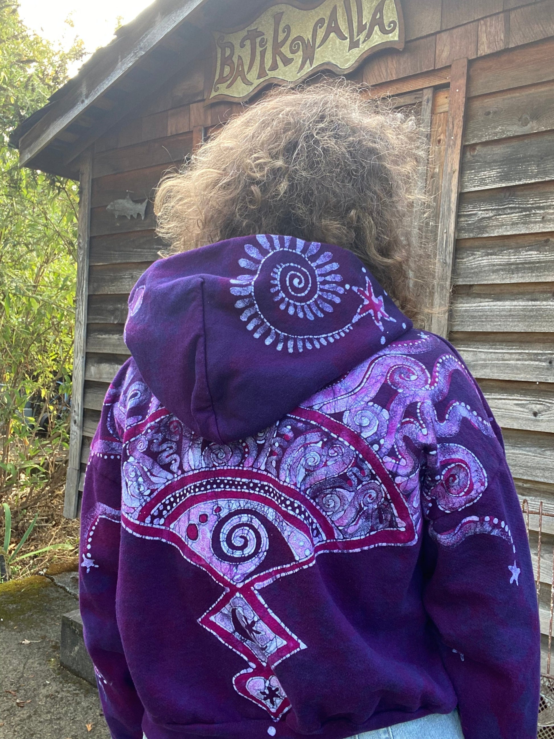 Original Magenta Surf Boardwalk Handmade Batik Hoodie - Size M/L hoodie batikwalla