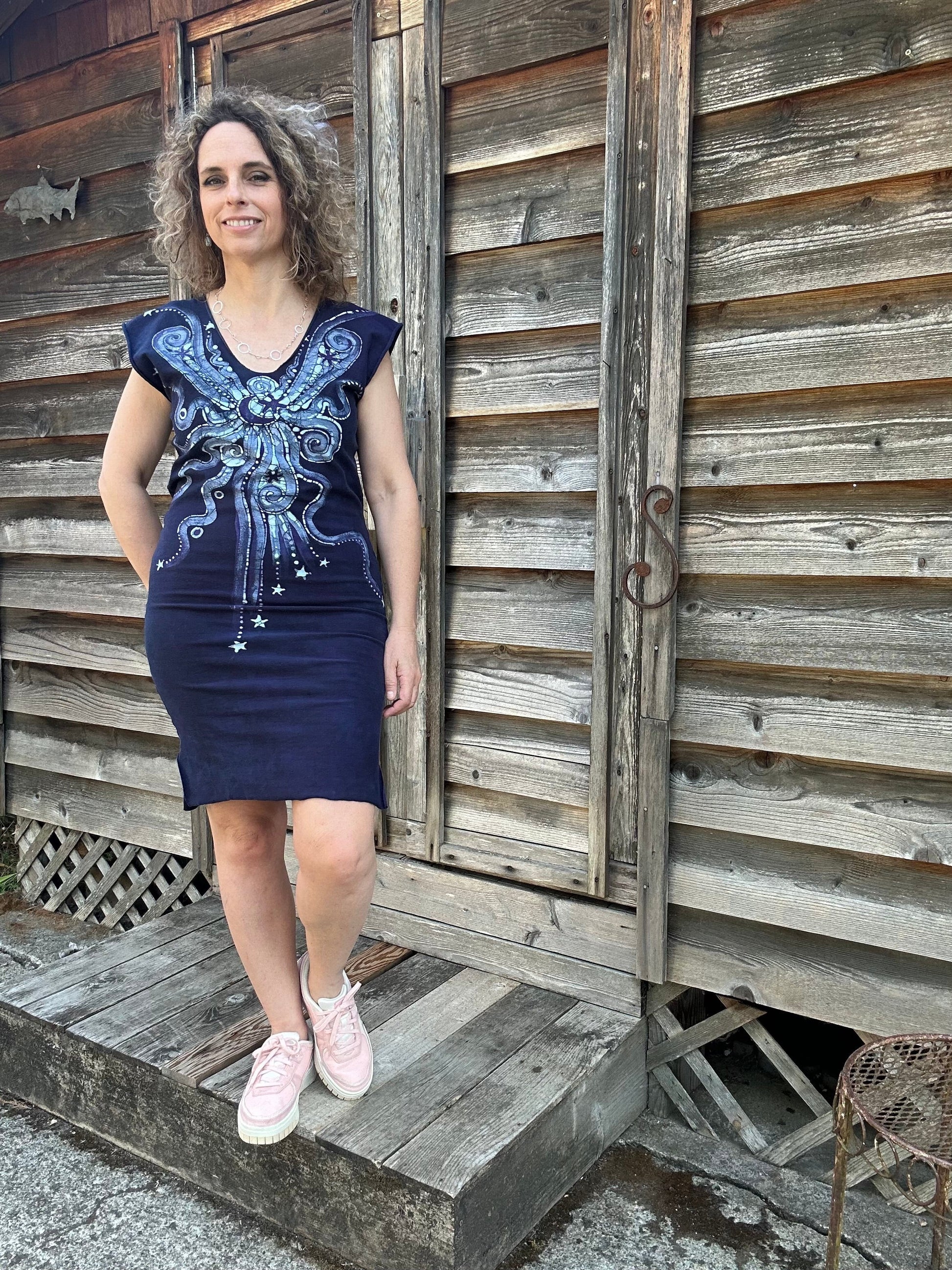 Midnight Moon Stretchy Hemp Tube Dress Batik Dresses Batikwalla