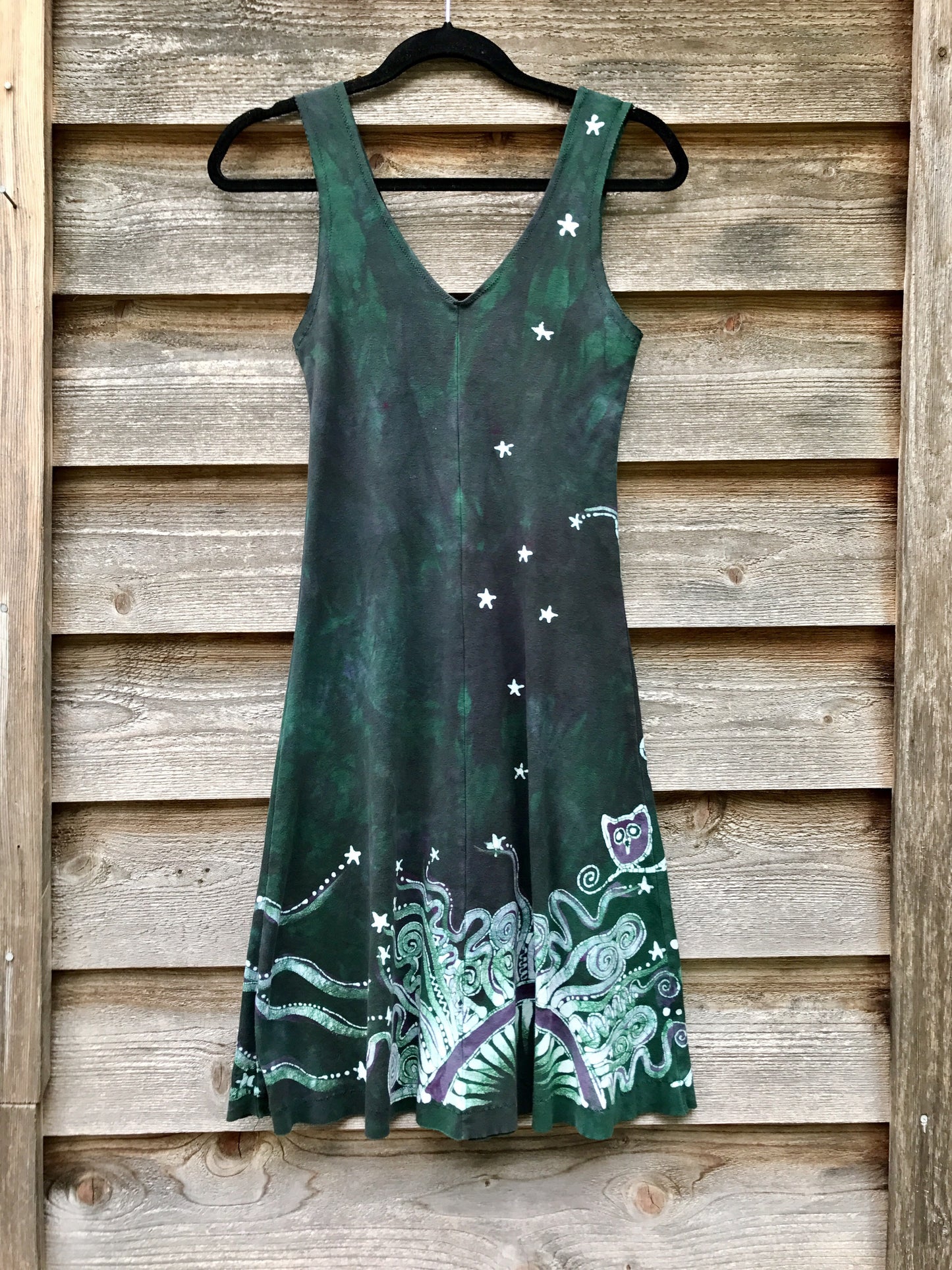 Owls In The Usnea Tree Batikwalla Dress in Organic Cotton - Size Small