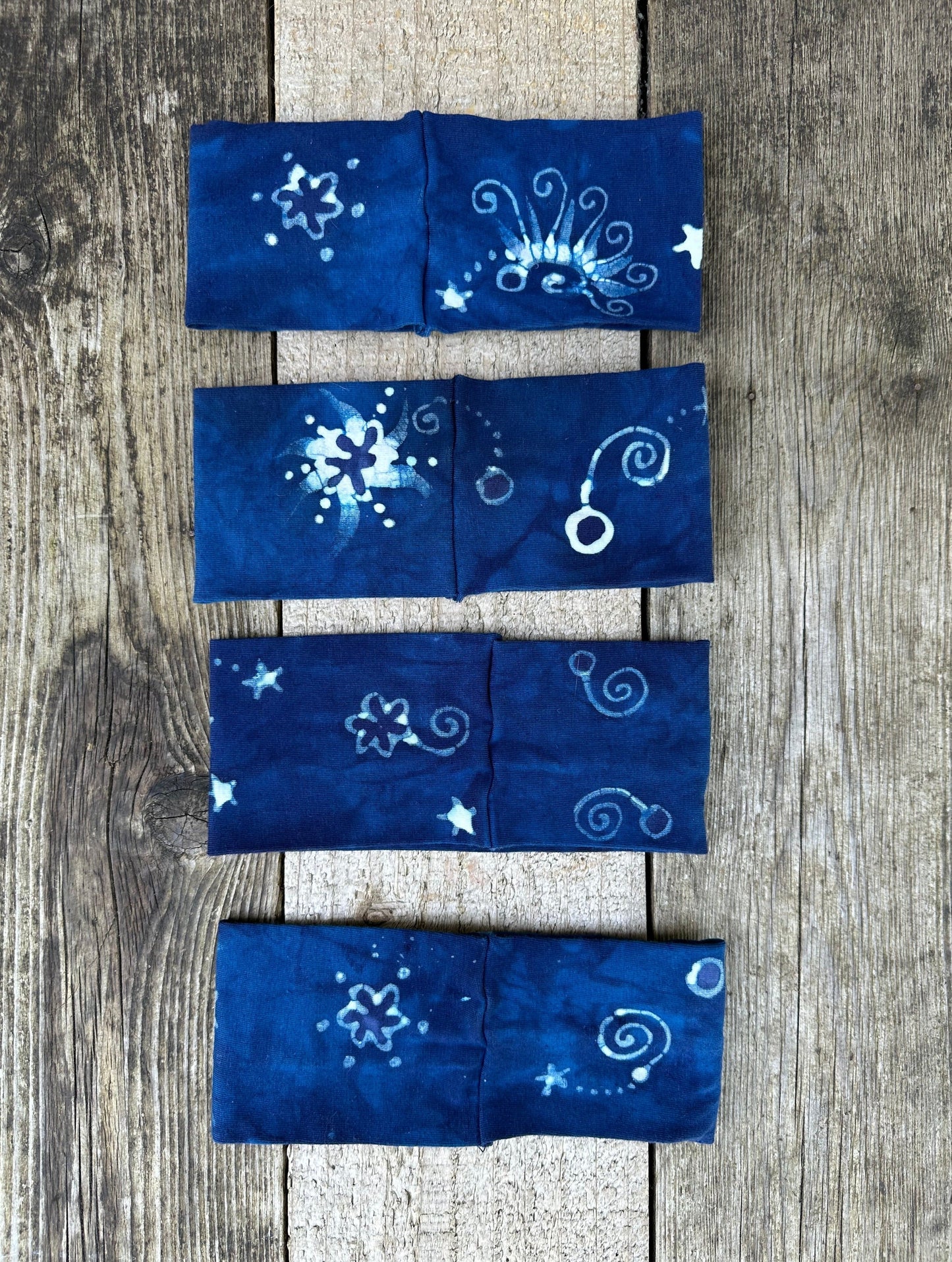 Blue Purple Moon and Stars Handmade Batik Headband fabric Batikwalla by Victoria