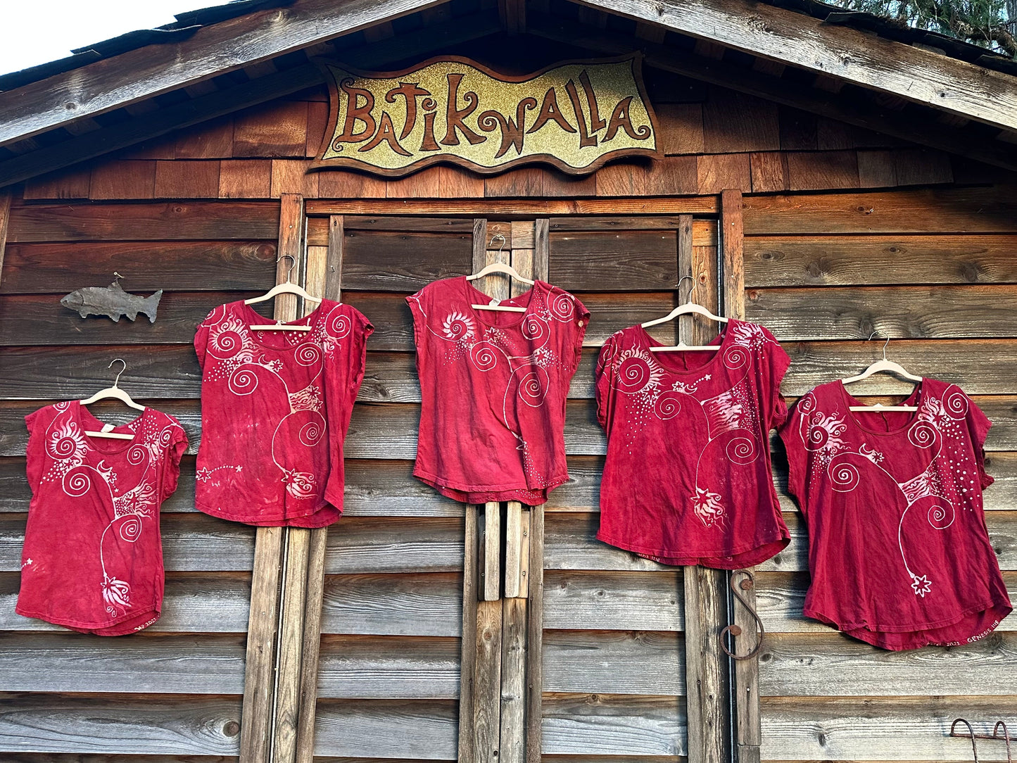 Abstract Raspberry Handmade Batik Scoop Neck Tshirt Tops batikwalla