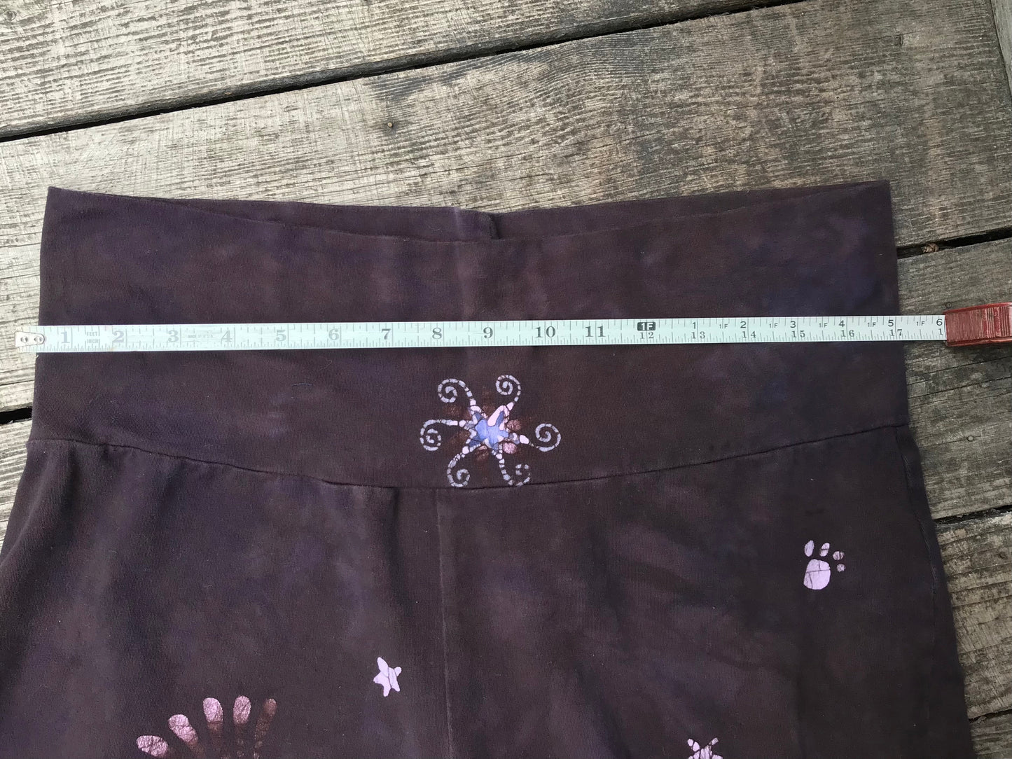 Cat and Moon and Stars Batik Biker Shorts - Purple Eggplant 2X Batikwalla by Victoria