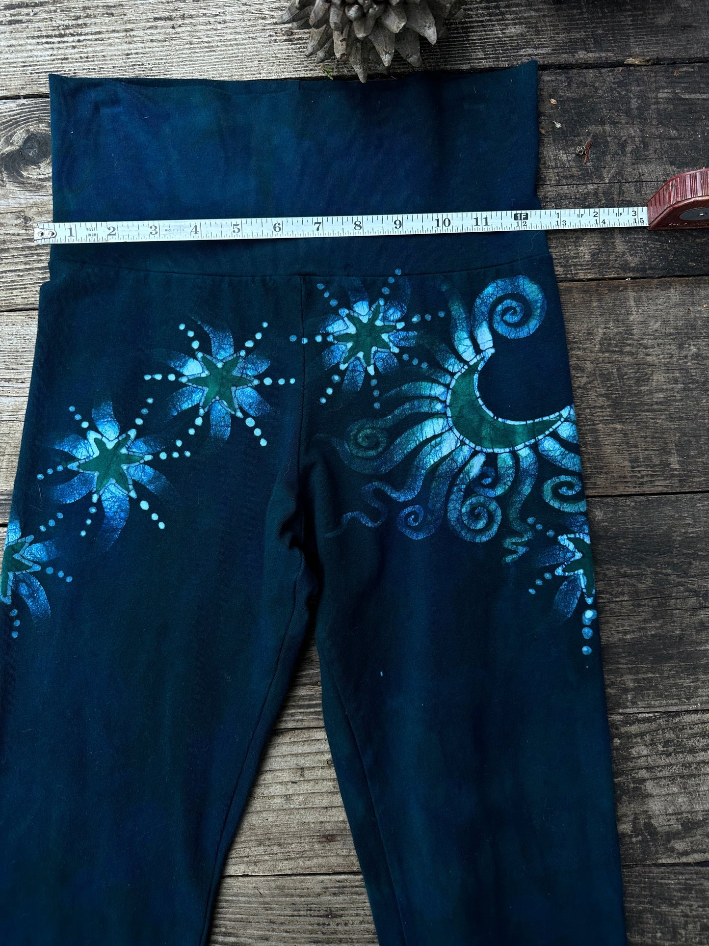 Teal Green Moon and Stars Stretchy Movement Pants - Size MEDIUM Yoga Pants batikwalla