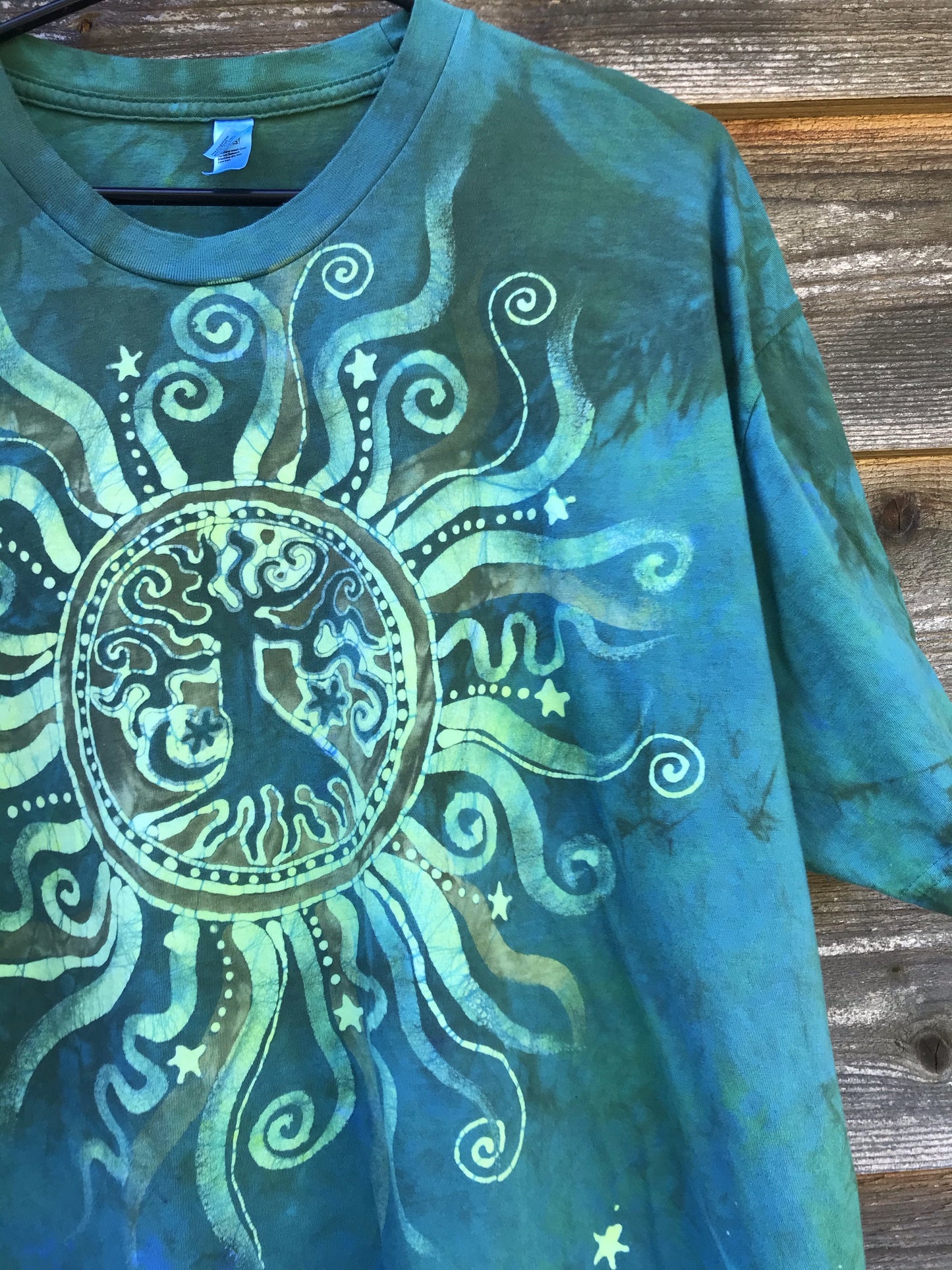 Solstice Radiance Tree of Life Organic Cotton Tshirt in Life Giving Green tshirt batikwalla 3X