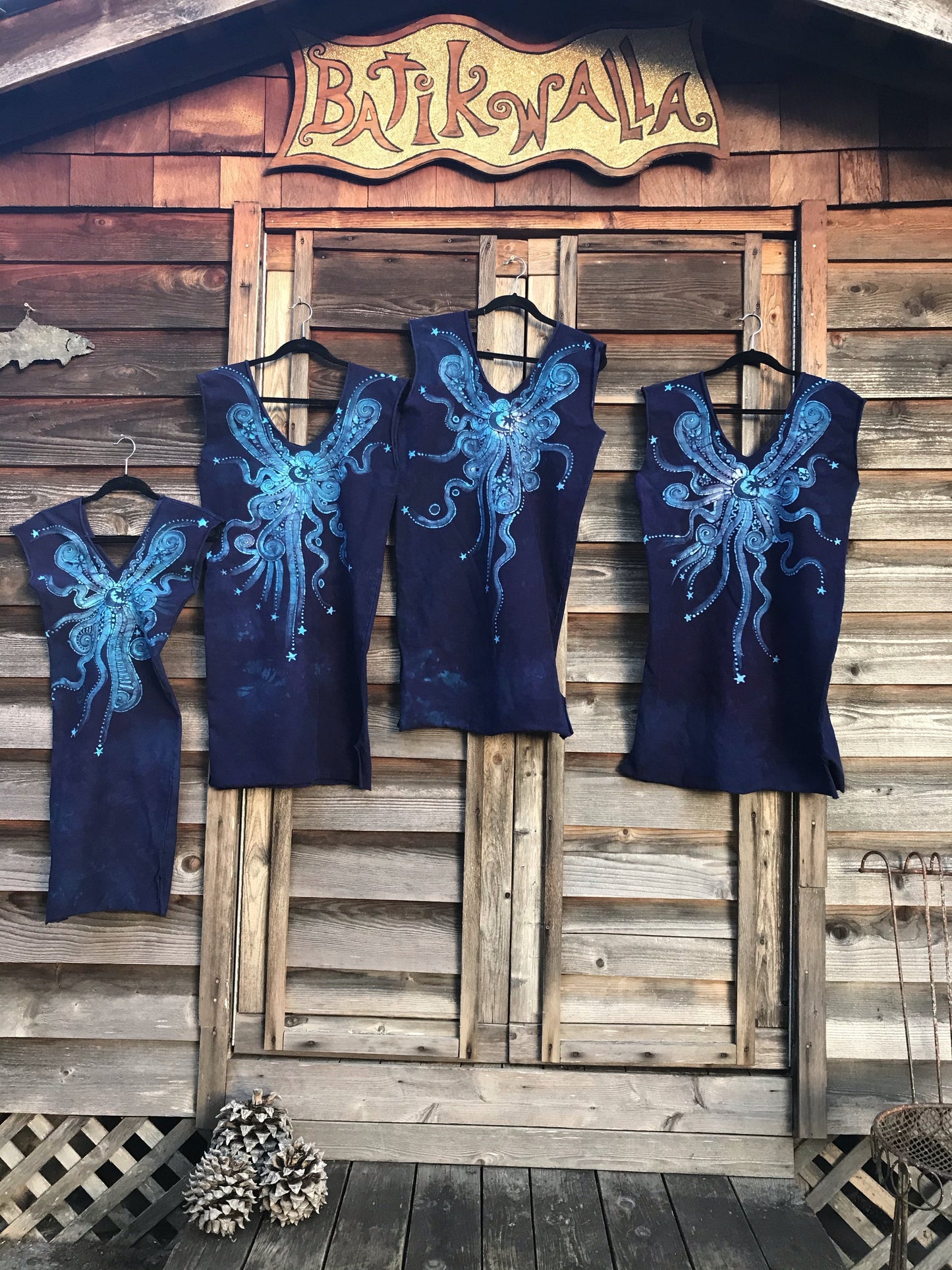 Turquoise Midnight Moonlight Organic Cotton Handmade STRETCHY Dress Batik Dresses Batikwalla