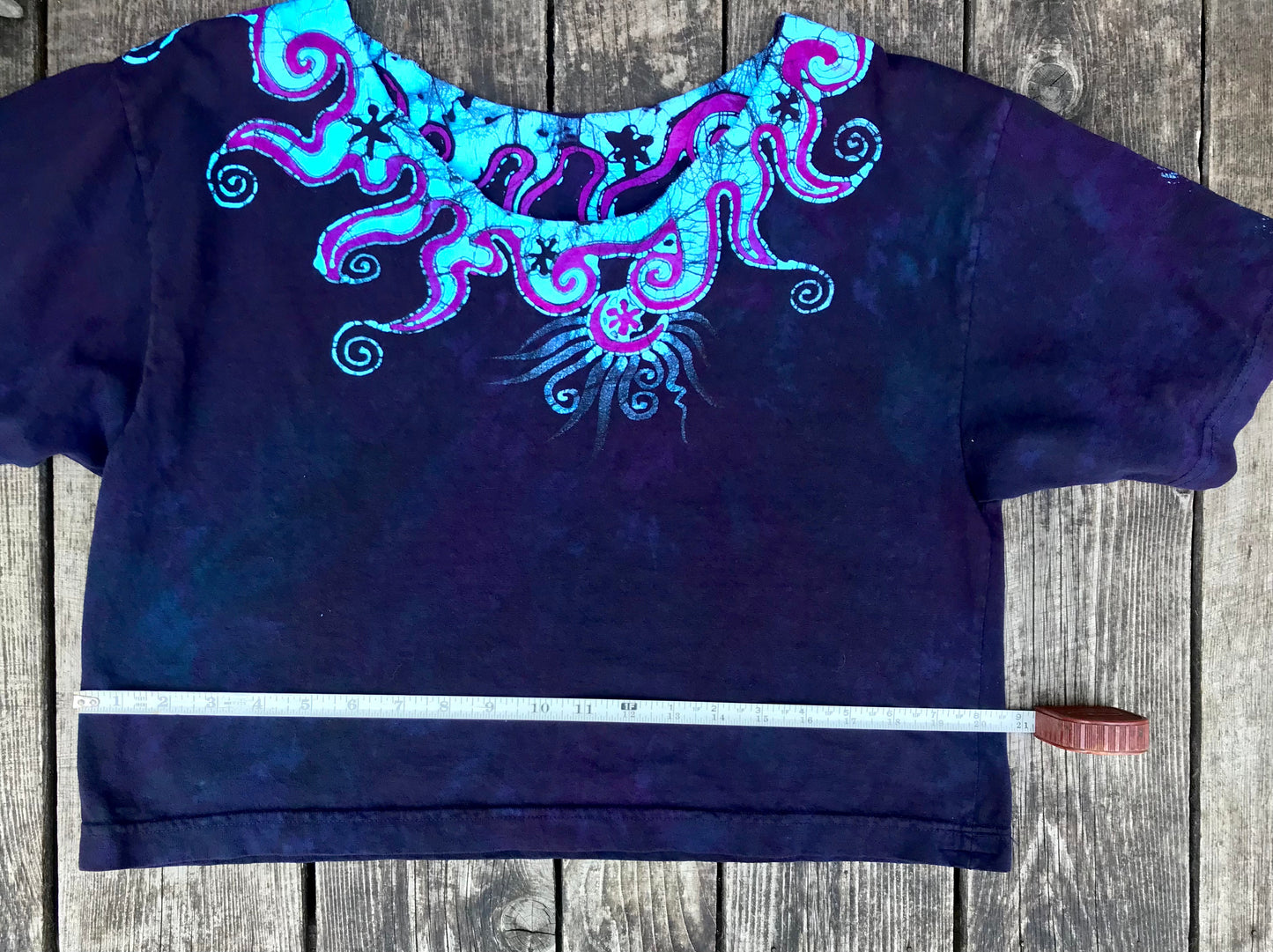Perpetual Moonlight Waves in Purple Midnight Boxy Tee Batikwalla by Victoria