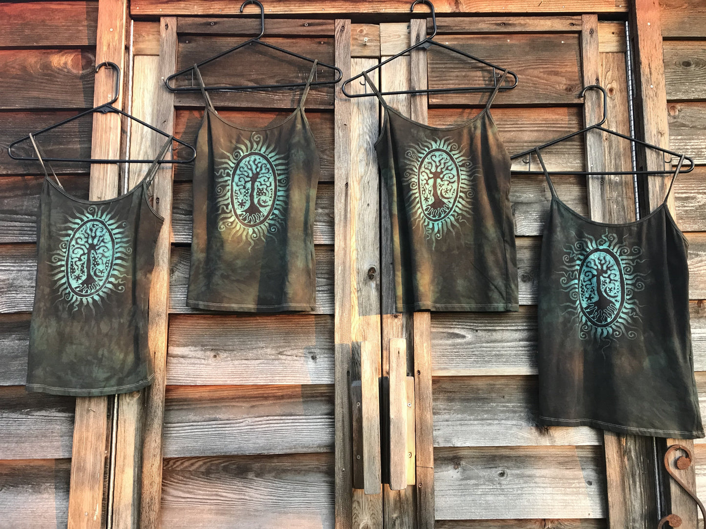 Blue Mist Forest Pendant - hand painted batik camisole Tops batikwalla