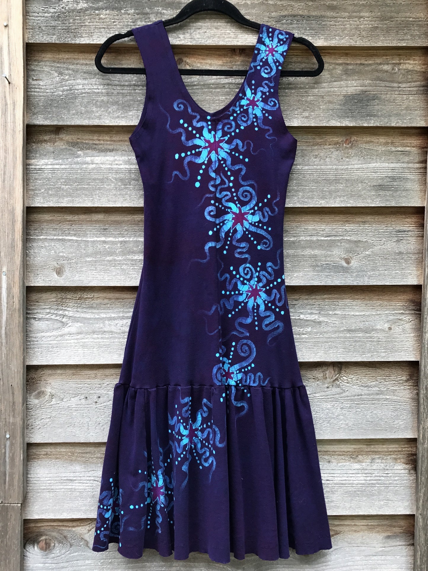 Deep Blue and Turquoise Batikwalla Dress in Organic Cotton - Size Small
