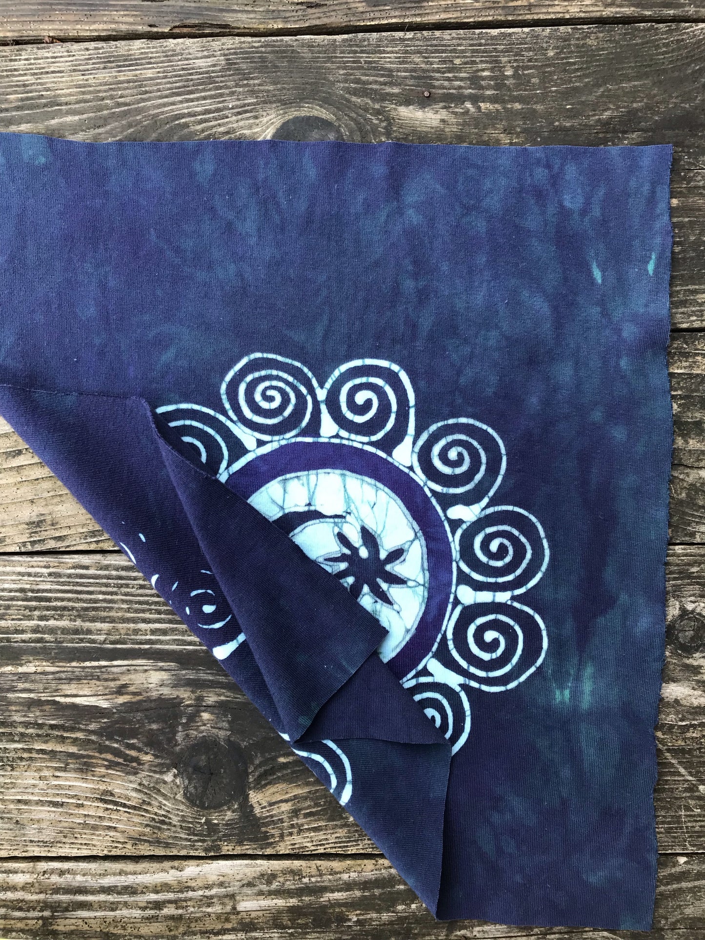 Hand Painted Batik Fabric Square - Moon Marble in Teal and Purple Batikwalla by Victoria