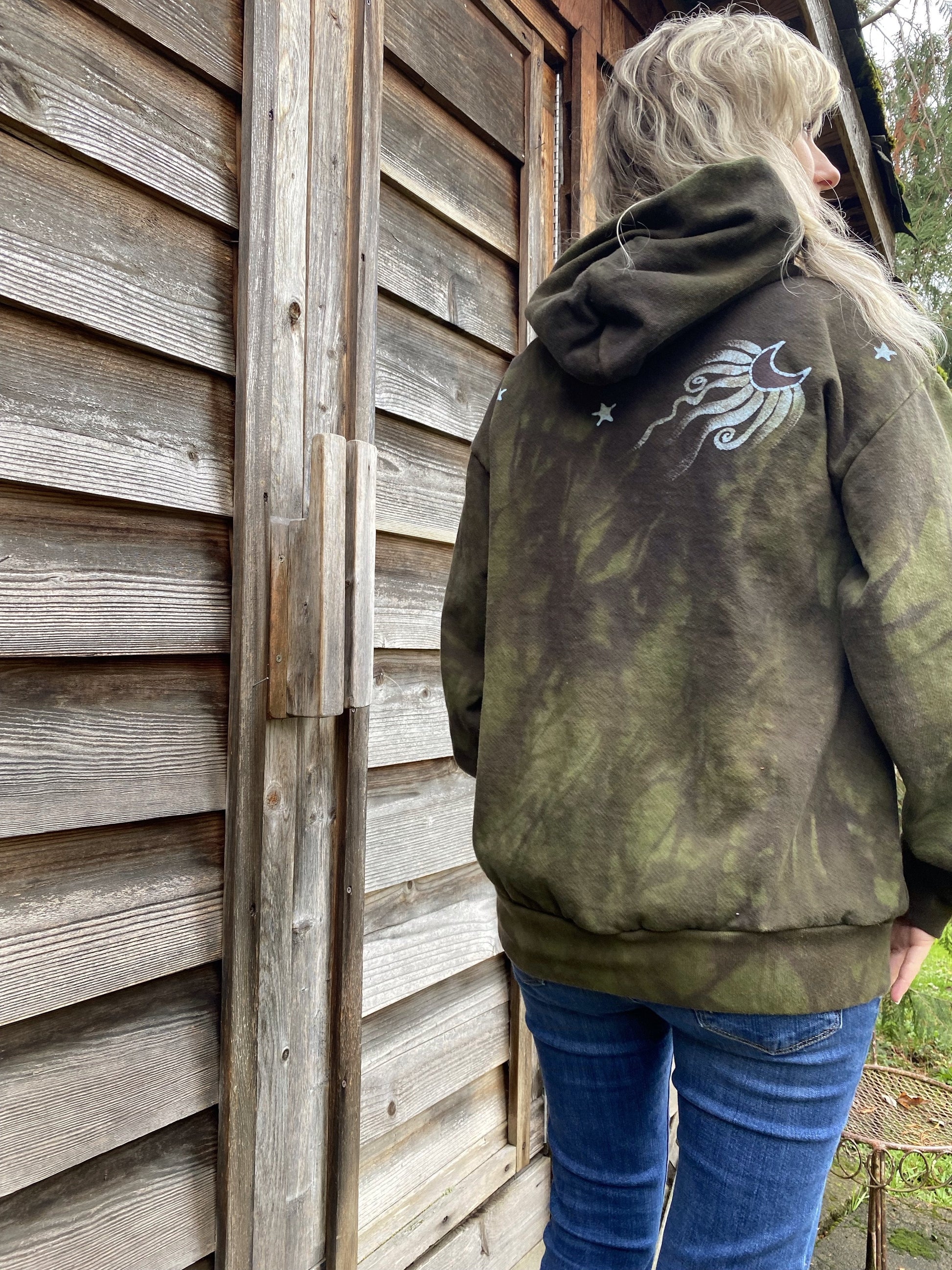 Olive Tree of Life - Handcrafted Batik Pullover Hoodie hoodie batikwalla