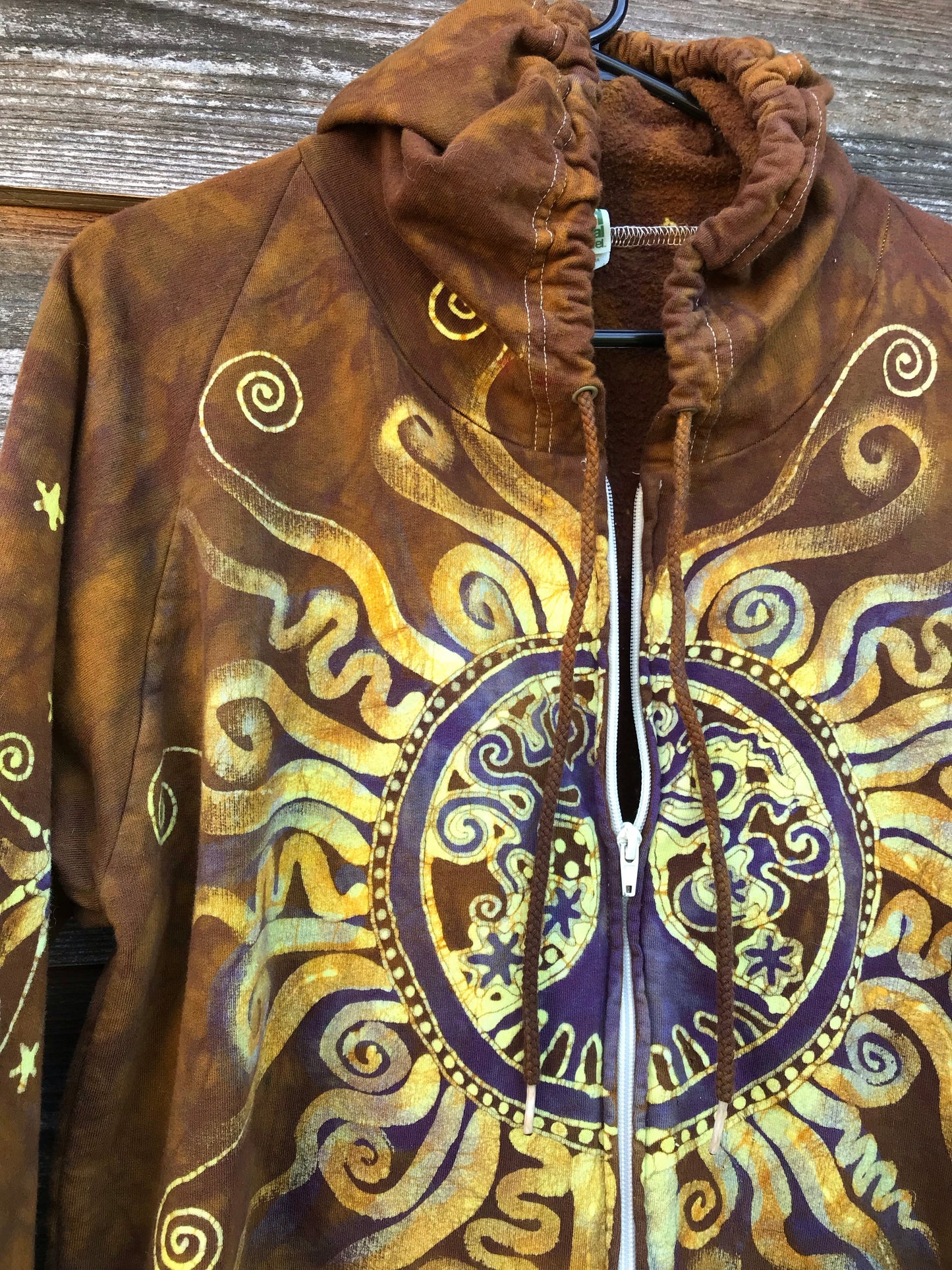 Golden Pockets Tree of Life Handmade Batik Hoodie - Size XL hoodie batikwalla