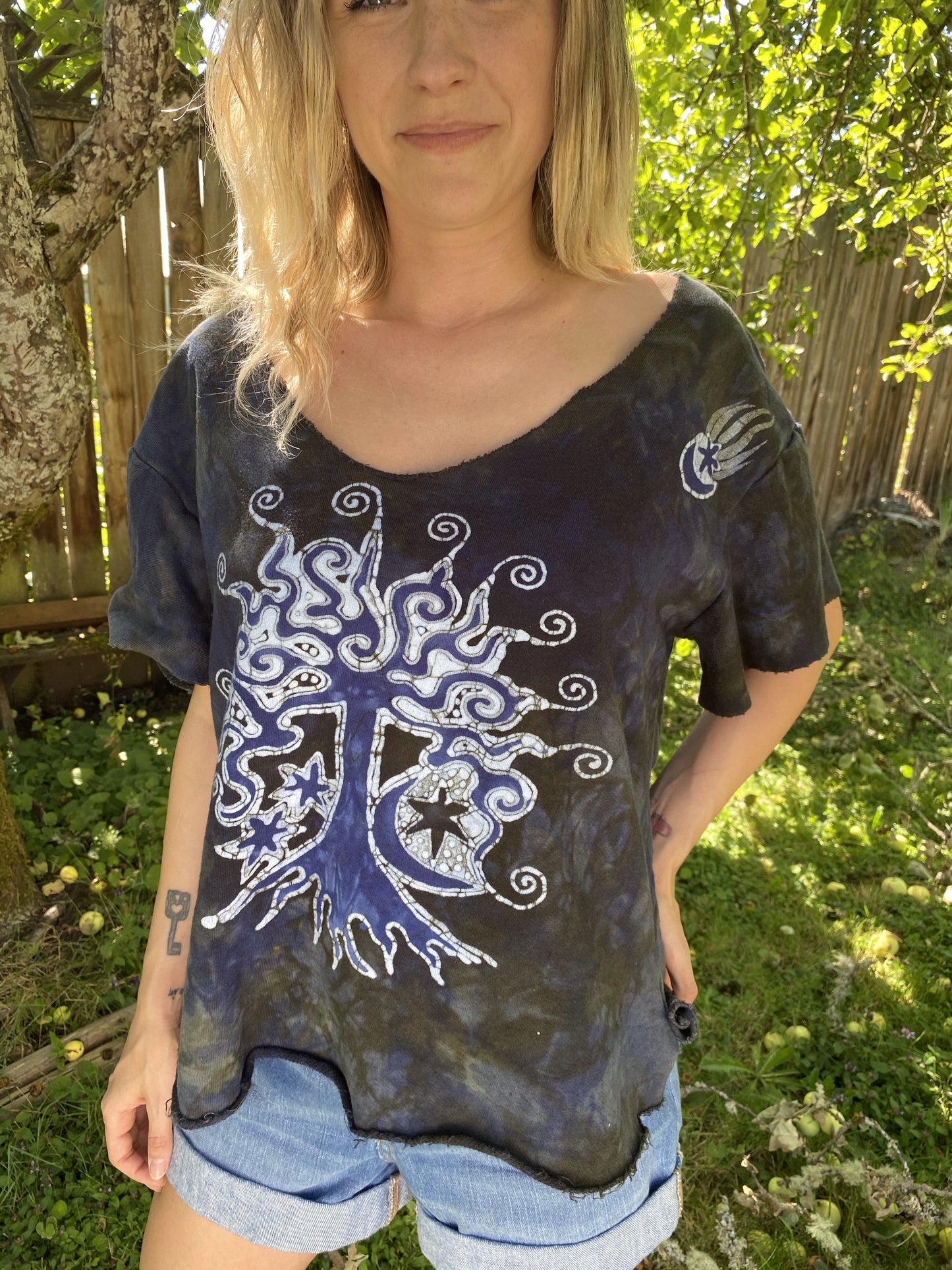 Ameythist Rain Forest Cotton Handmade Batik Top - Large Batik Dresses Batikwalla
