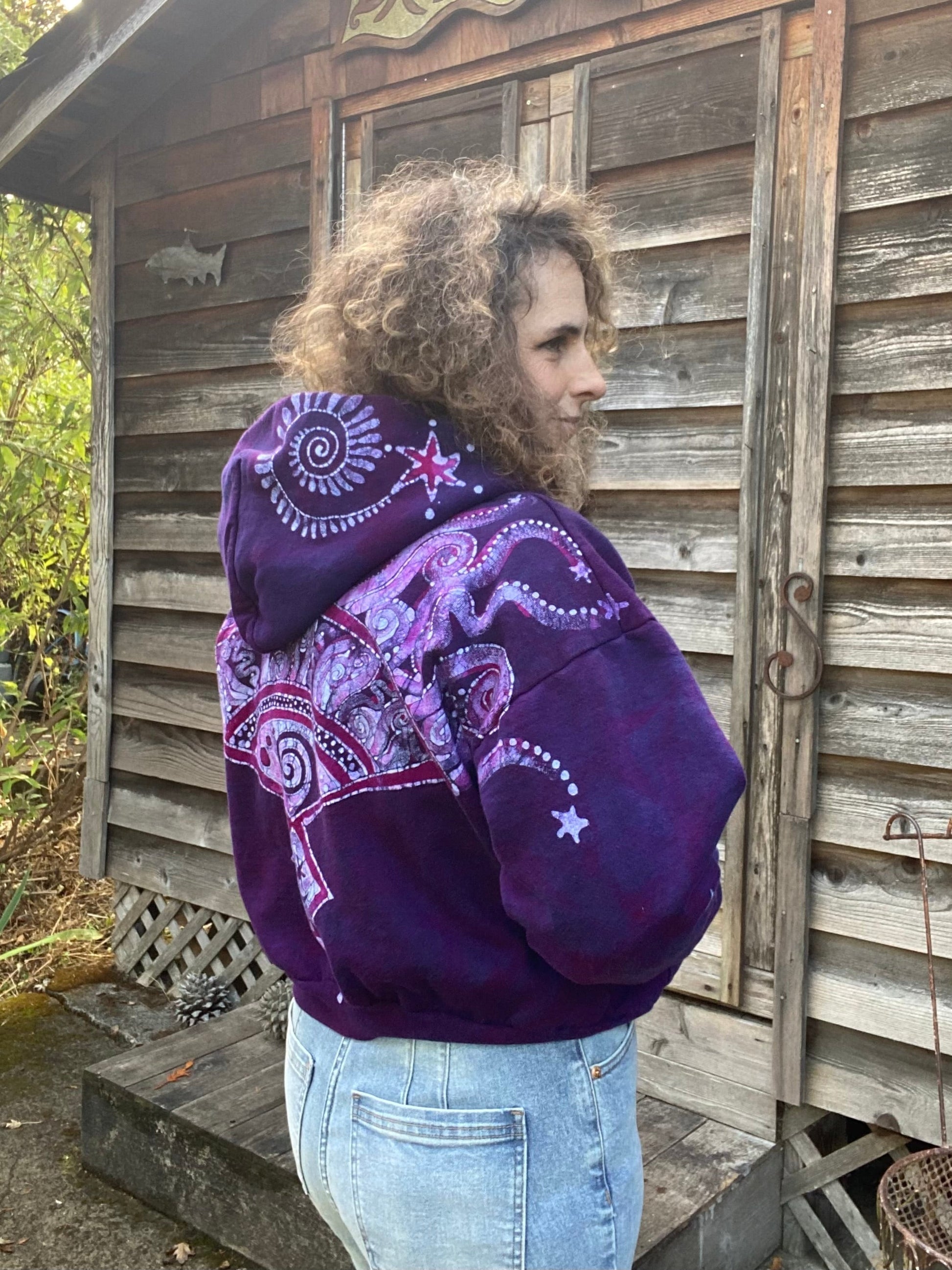 Original Magenta Surf Boardwalk Handmade Batik Hoodie - Size M/L hoodie batikwalla