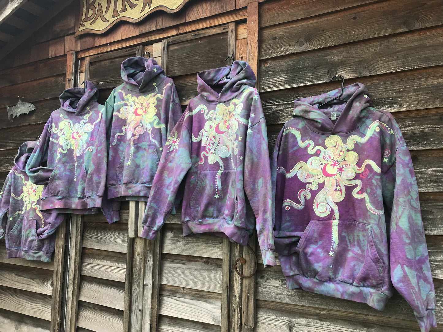 Sunrise Starburst in Purple Rain - Handcrafted Batik Pullover Hoodie hoodie batikwalla